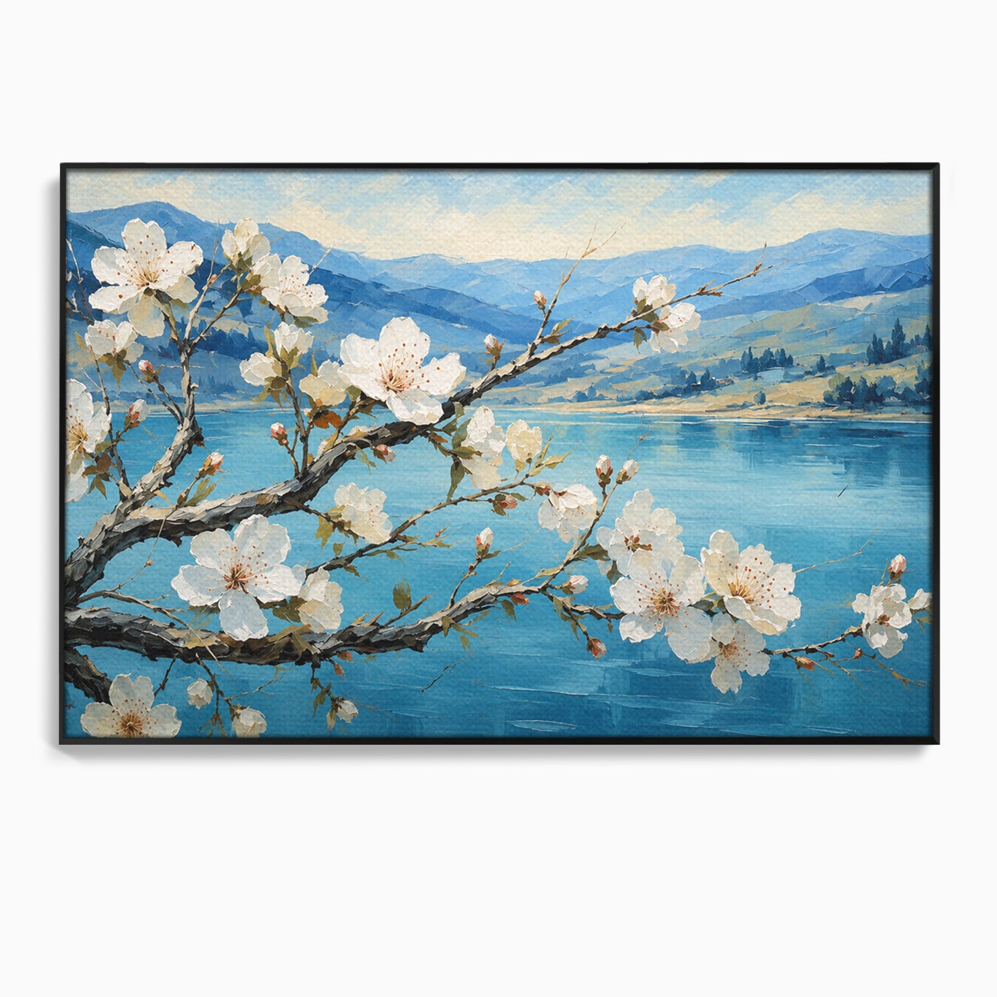 Tablou Canvas Premium LuxCanva® A1868, Floare De Cires Pe Lac, Floare, Cires, Lac, Natura, Peisaj, Living, Culori Vibrante