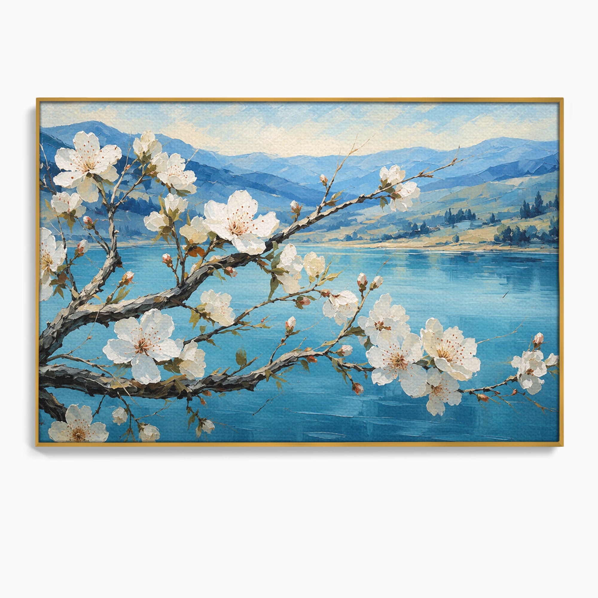 Tablou Canvas Premium LuxCanva® A1868, Floare De Cires Pe Lac, Floare, Cires, Lac, Natura, Peisaj, Living, Culori Vibrante