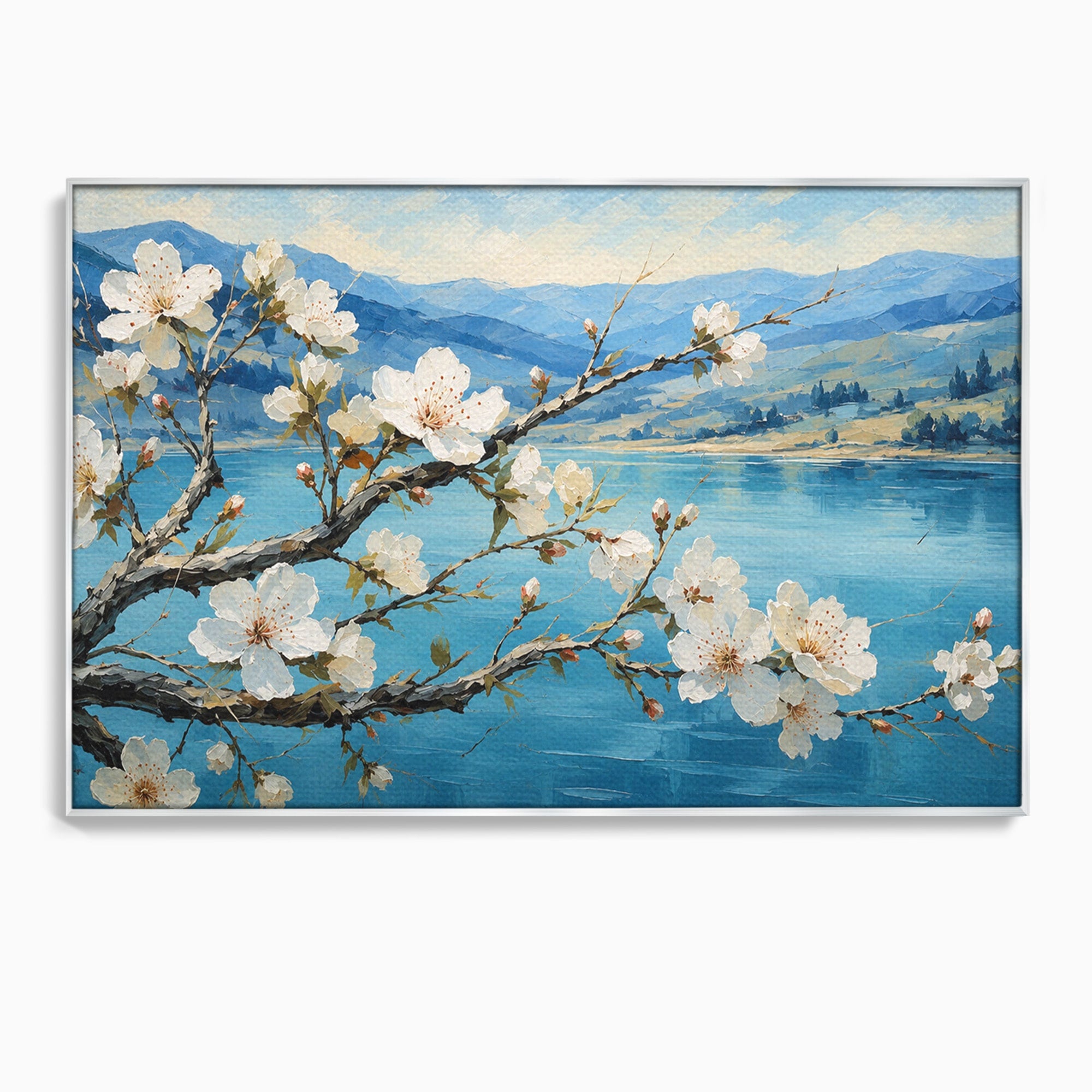 Tablou Canvas Premium LuxCanva® A1868, Floare De Cires Pe Lac, Floare, Cires, Lac, Natura, Peisaj, Living, Culori Vibrante