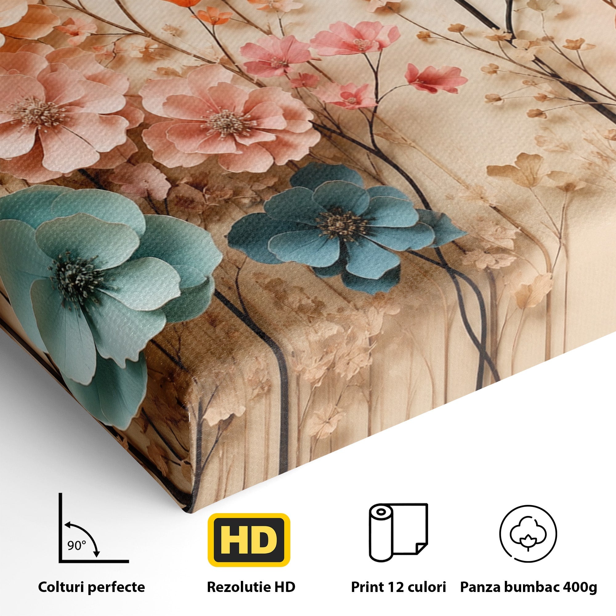 Tablou Canvas Premium LuxCanva® A1869, Gradina Cu Flori De Hartie, Flori, Natura, Decor, Living, Dormitor, Culori Vibrante