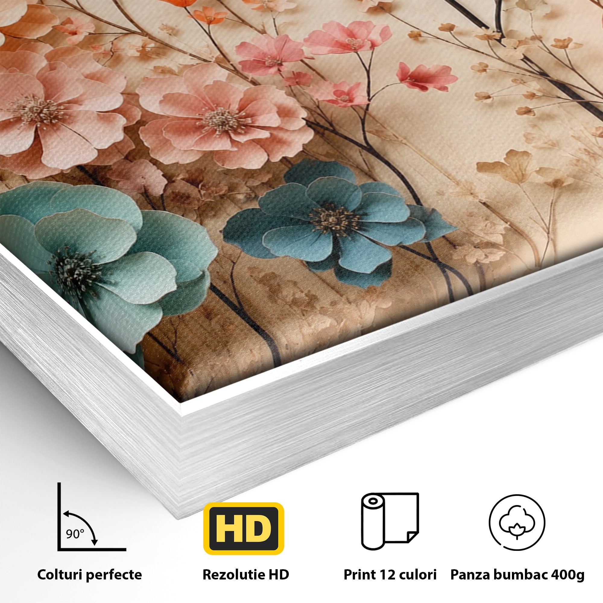 Tablou Canvas Premium LuxCanva® A1869, Gradina Cu Flori De Hartie, Flori, Natura, Decor, Living, Dormitor, Culori Vibrante