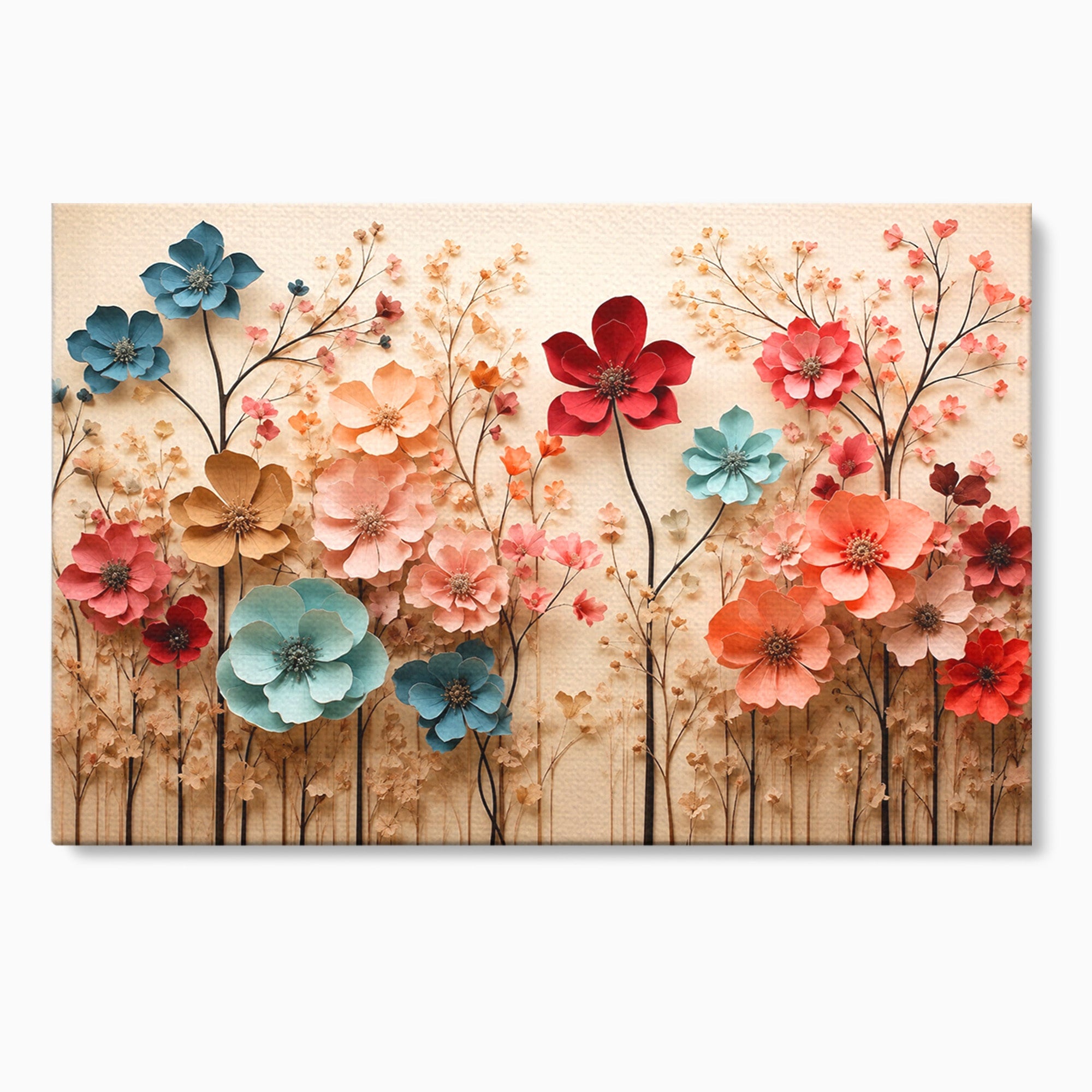 Tablou Canvas Premium LuxCanva® A1869, Gradina Cu Flori De Hartie, Flori, Natura, Decor, Living, Dormitor, Culori Vibrante