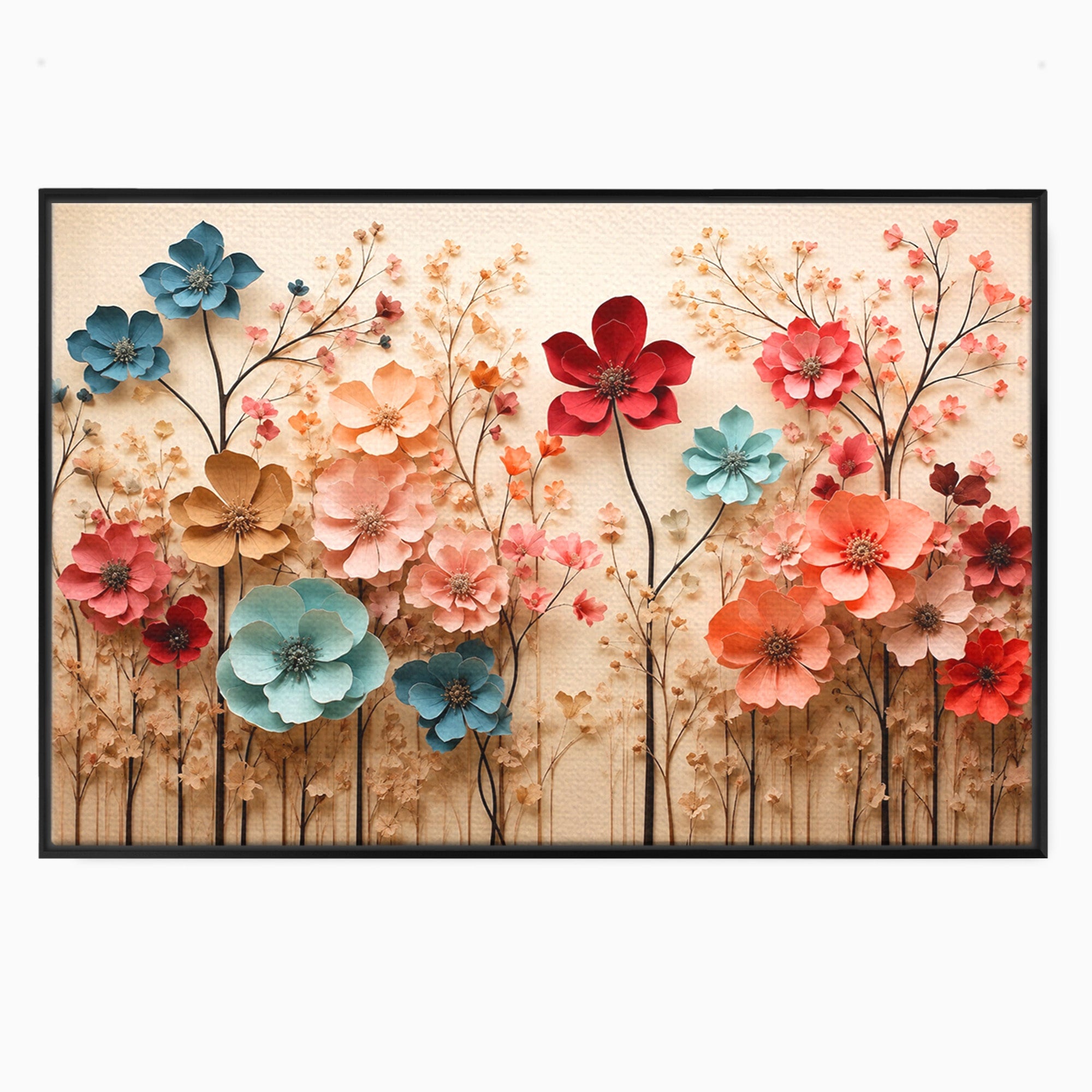 Tablou Canvas Premium LuxCanva® A1869, Gradina Cu Flori De Hartie, Flori, Natura, Decor, Living, Dormitor, Culori Vibrante