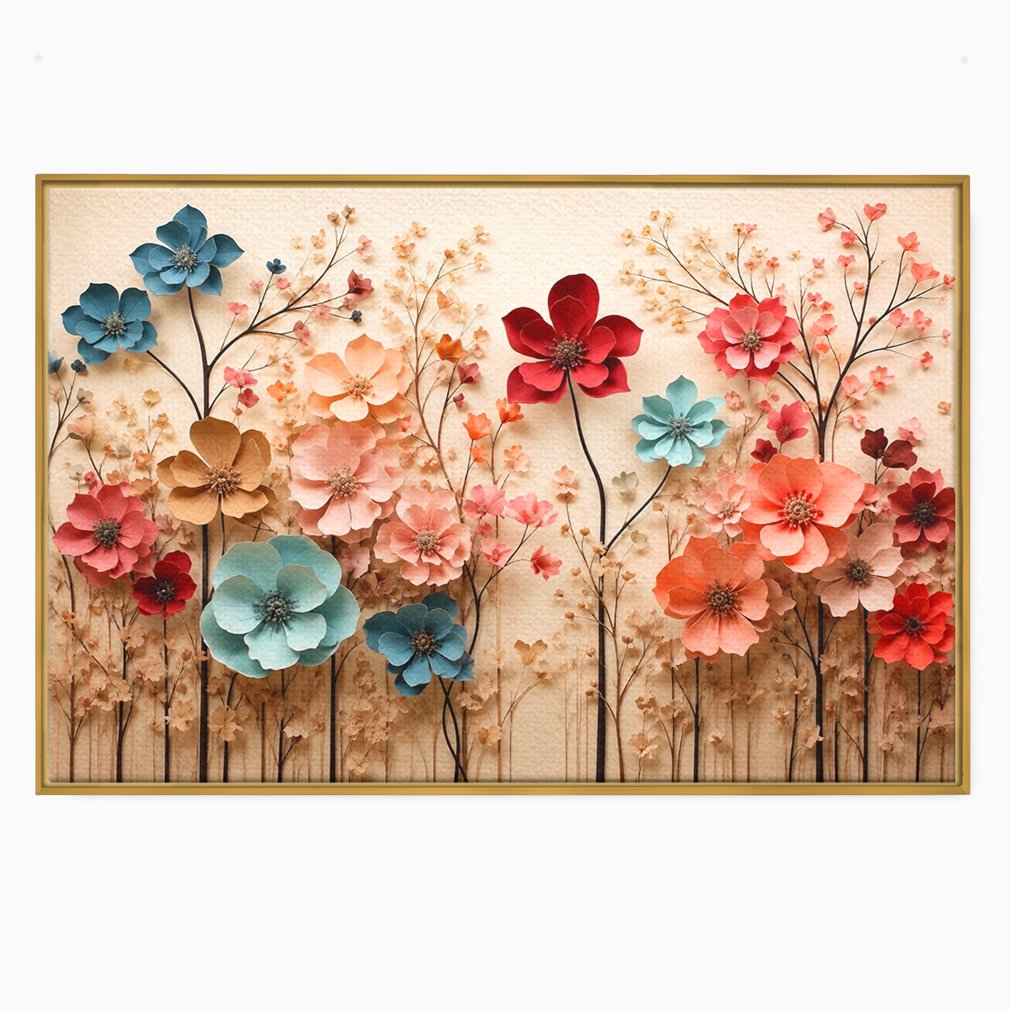 Tablou Canvas Premium LuxCanva® A1869, Gradina Cu Flori De Hartie, Flori, Natura, Decor, Living, Dormitor, Culori Vibrante