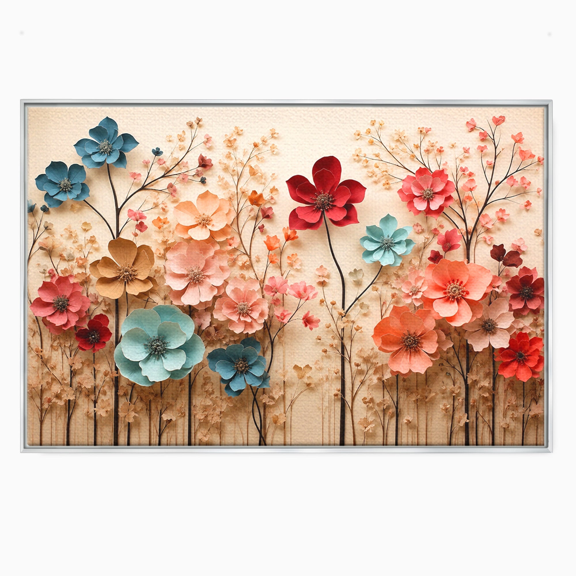 Tablou Canvas Premium LuxCanva® A1869, Gradina Cu Flori De Hartie, Flori, Natura, Decor, Living, Dormitor, Culori Vibrante