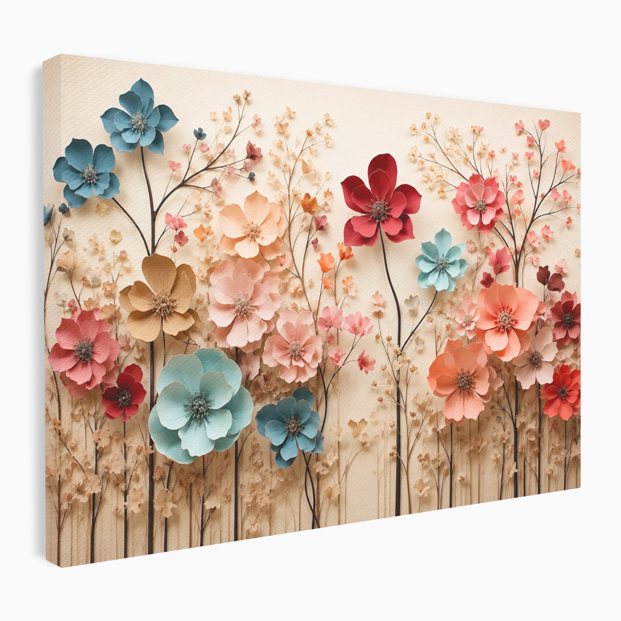 Tablou Canvas Premium LuxCanva® A1869, Gradina Cu Flori De Hartie, Flori, Natura, Decor, Living, Dormitor, Culori Vibrante