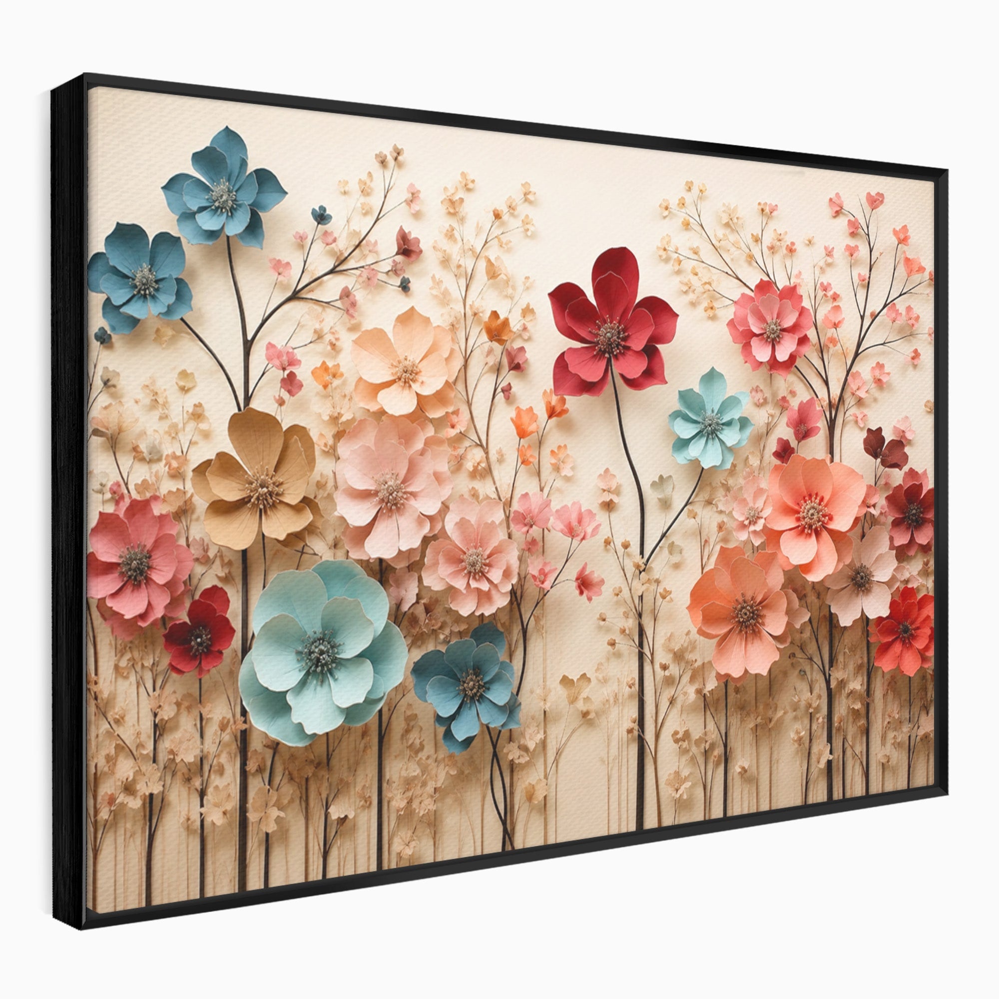 Tablou Canvas Premium LuxCanva® A1869, Gradina Cu Flori De Hartie, Flori, Natura, Decor, Living, Dormitor, Culori Vibrante