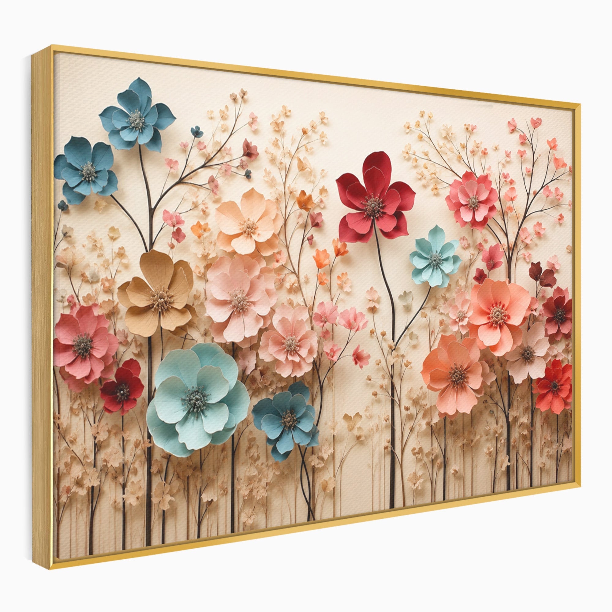 Tablou Canvas Premium LuxCanva® A1869, Gradina Cu Flori De Hartie, Flori, Natura, Decor, Living, Dormitor, Culori Vibrante