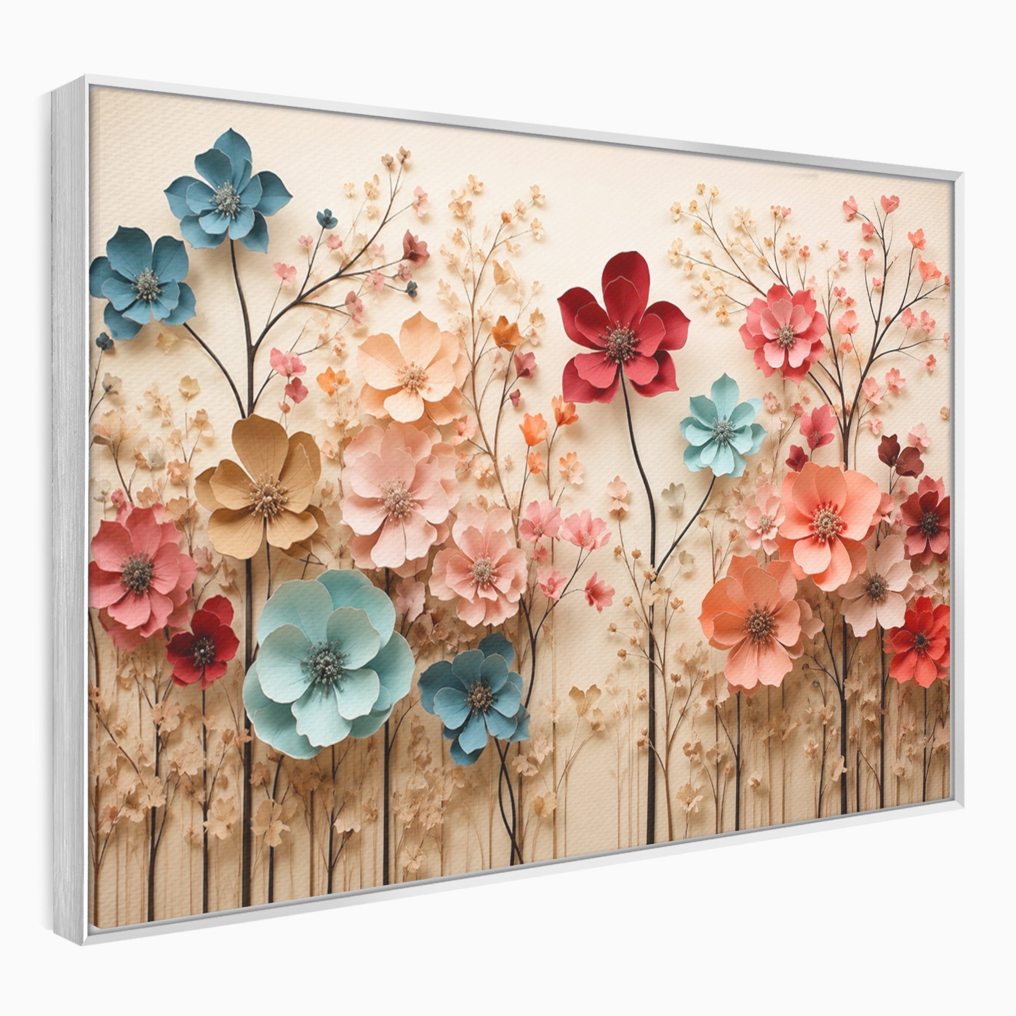 Tablou Canvas Premium LuxCanva® A1869, Gradina Cu Flori De Hartie, Flori, Natura, Decor, Living, Dormitor, Culori Vibrante