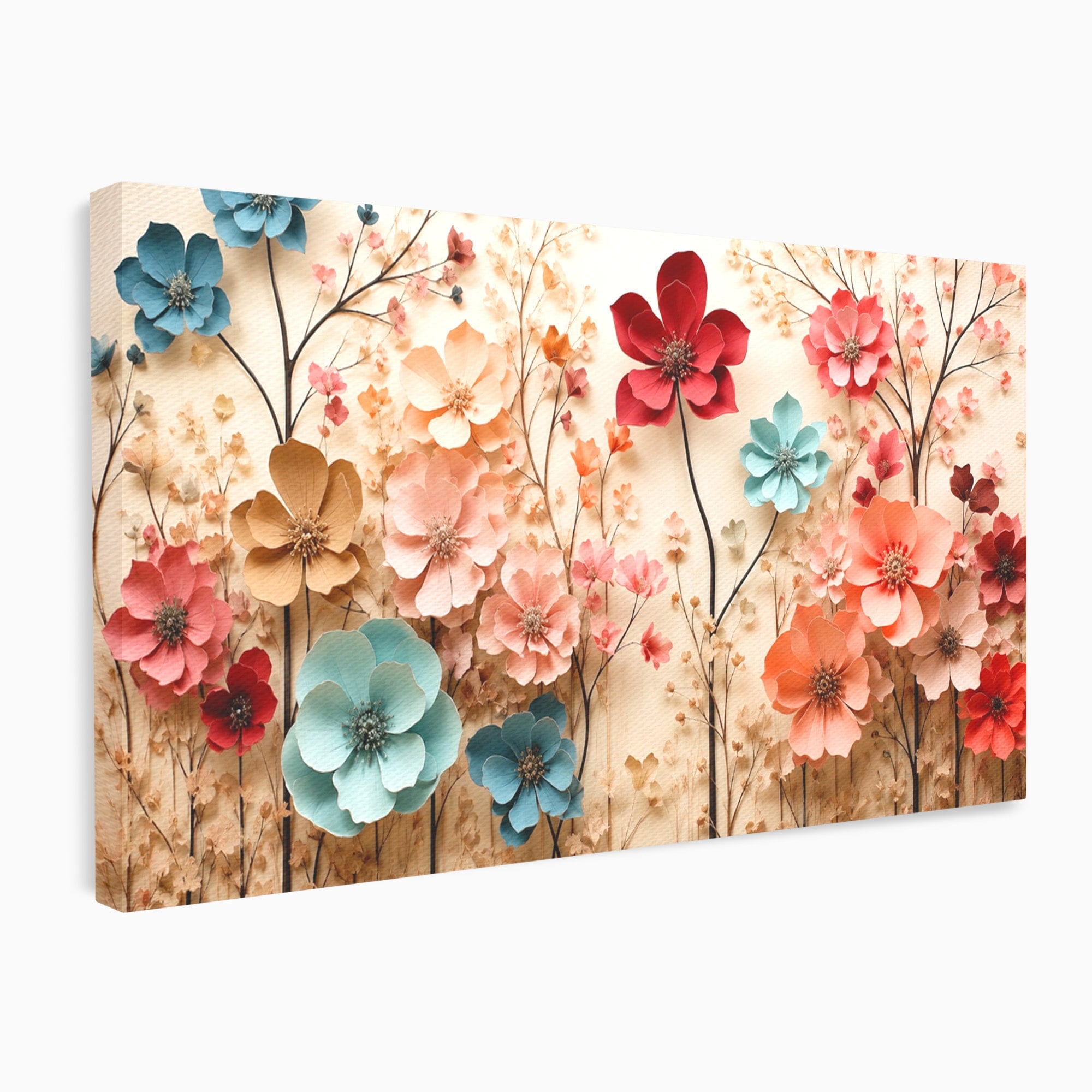 Tablou Canvas Premium LuxCanva® A1869, Gradina Cu Flori De Hartie, Flori, Natura, Decor, Living, Dormitor, Culori Vibrante