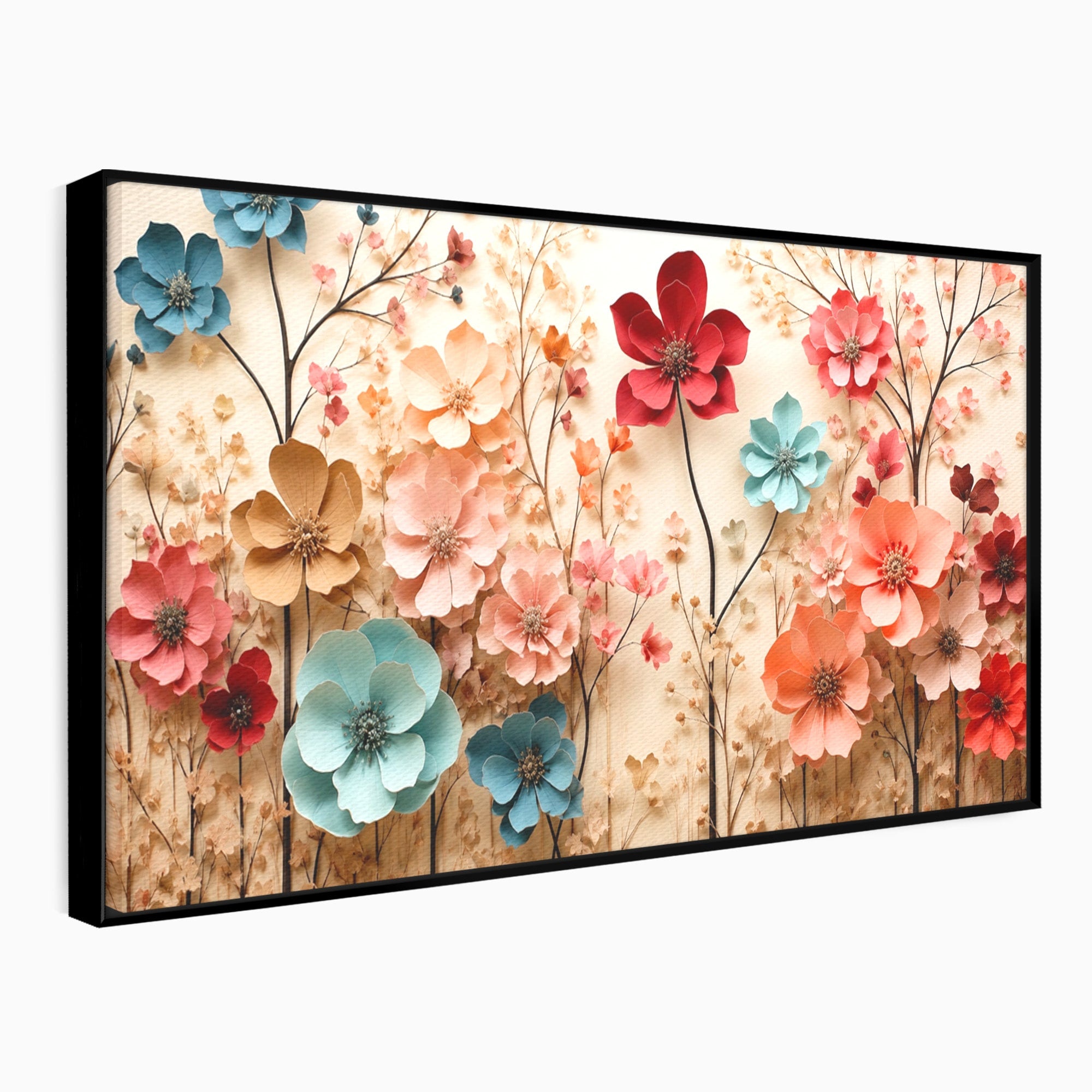 Tablou Canvas Premium LuxCanva® A1869, Gradina Cu Flori De Hartie, Flori, Natura, Decor, Living, Dormitor, Culori Vibrante