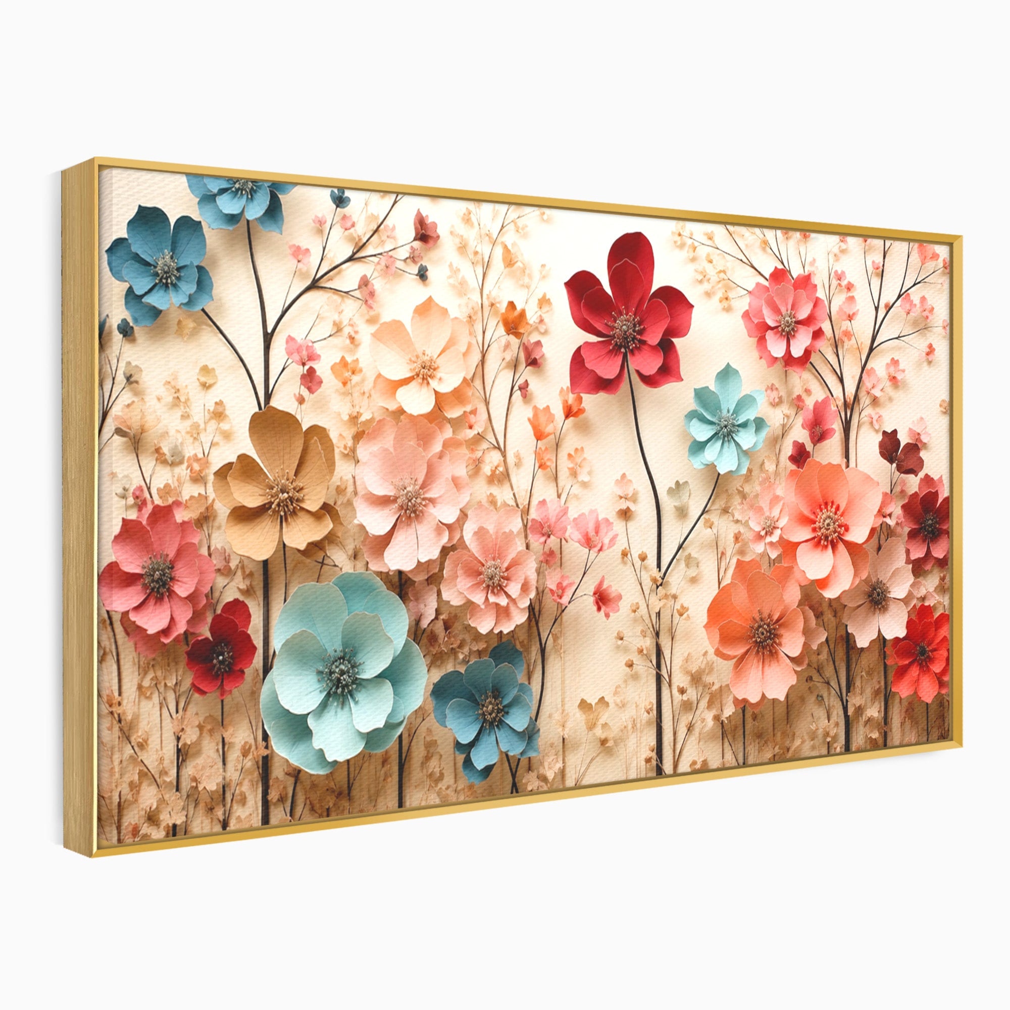 Tablou Canvas Premium LuxCanva® A1869, Gradina Cu Flori De Hartie, Flori, Natura, Decor, Living, Dormitor, Culori Vibrante