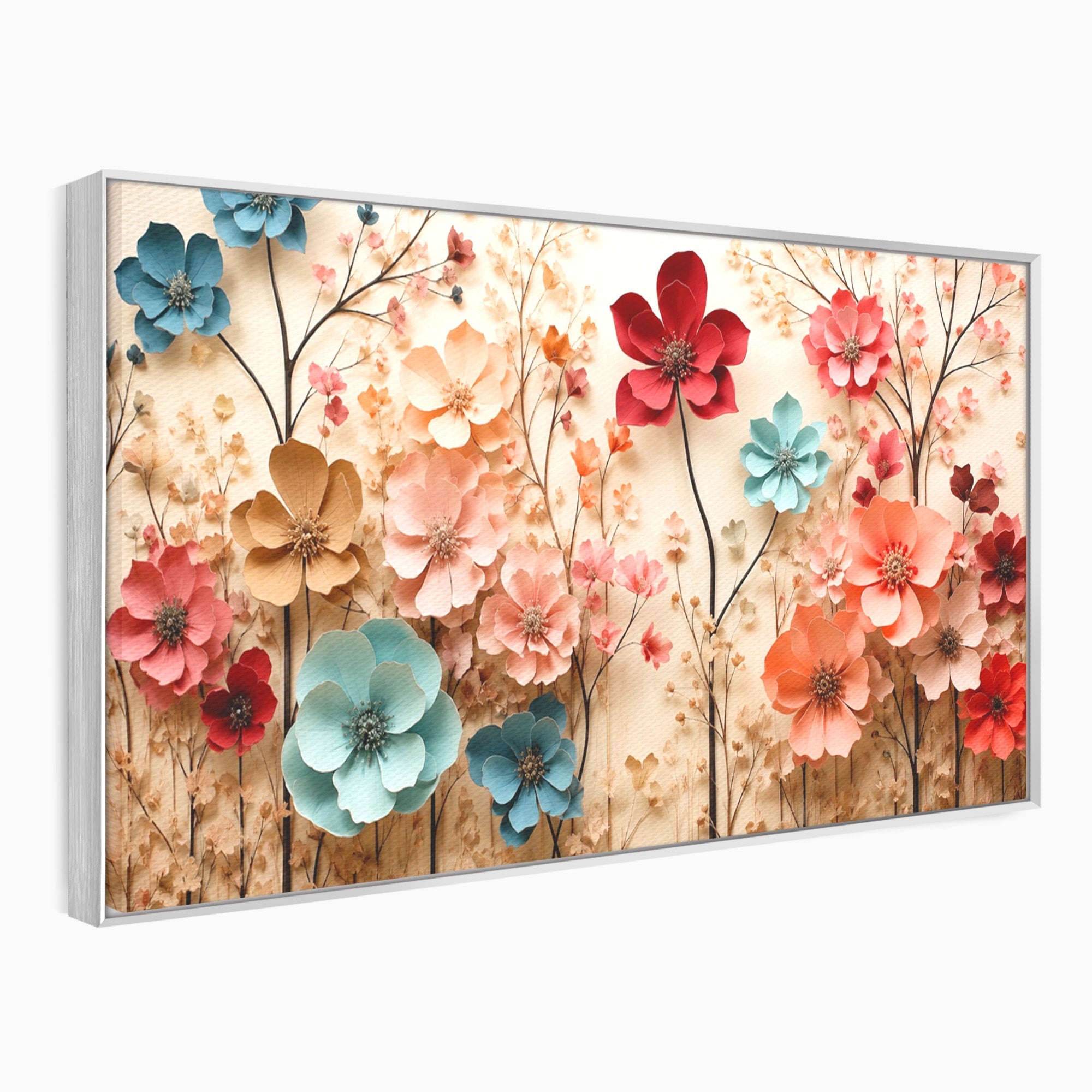 Tablou Canvas Premium LuxCanva® A1869, Gradina Cu Flori De Hartie, Flori, Natura, Decor, Living, Dormitor, Culori Vibrante