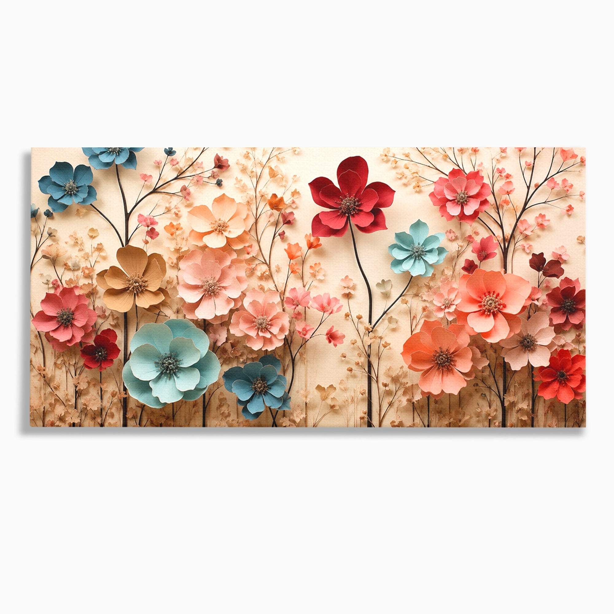 Tablou Canvas Premium LuxCanva® A1869, Gradina Cu Flori De Hartie, Flori, Natura, Decor, Living, Dormitor, Culori Vibrante