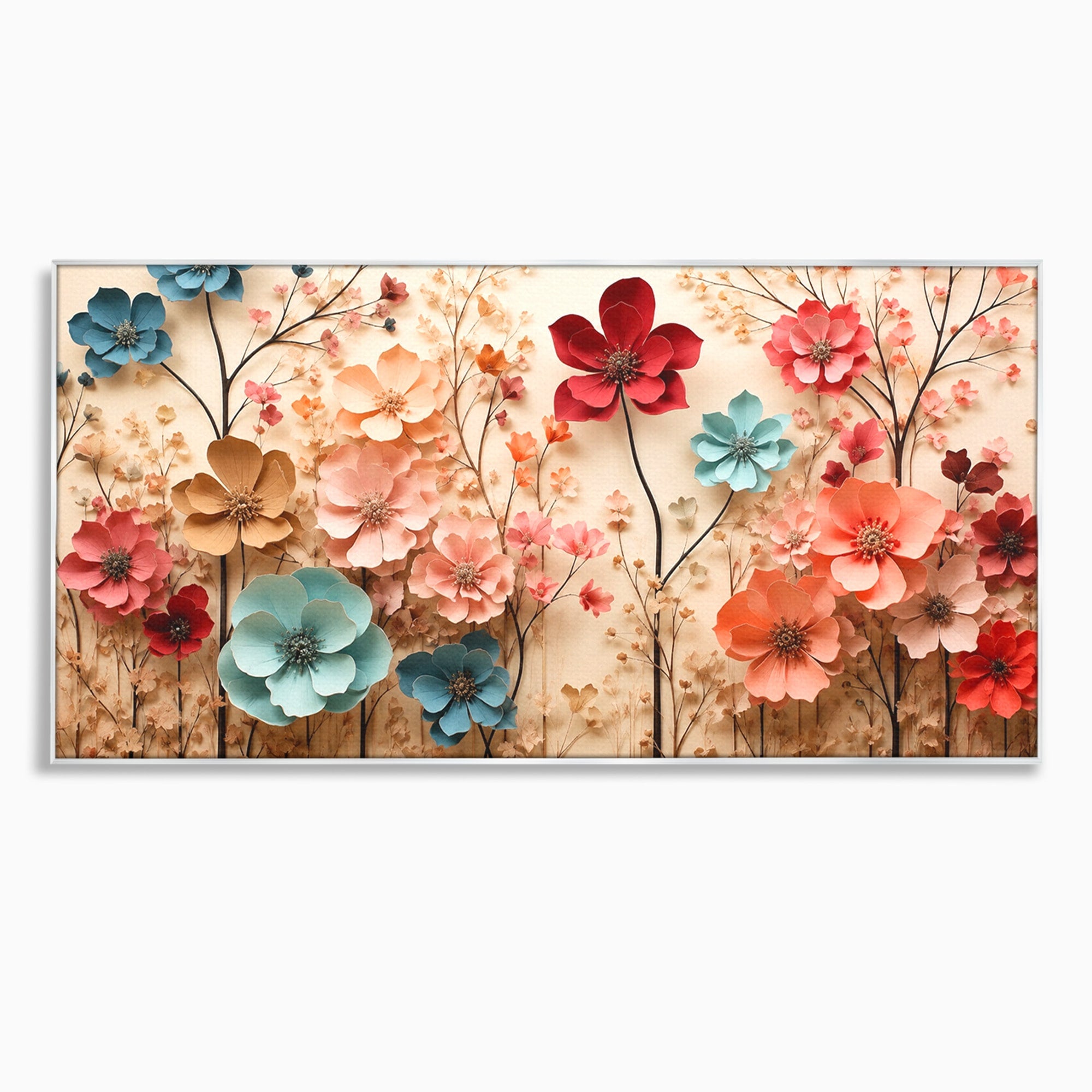 Tablou Canvas Premium LuxCanva® A1869, Gradina Cu Flori De Hartie, Flori, Natura, Decor, Living, Dormitor, Culori Vibrante