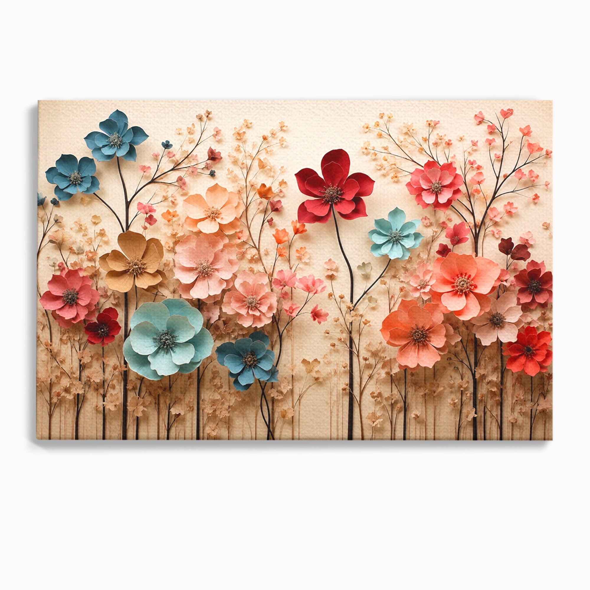 Tablou Canvas Premium LuxCanva® A1869, Gradina Cu Flori De Hartie, Flori, Natura, Decor, Living, Dormitor, Culori Vibrante