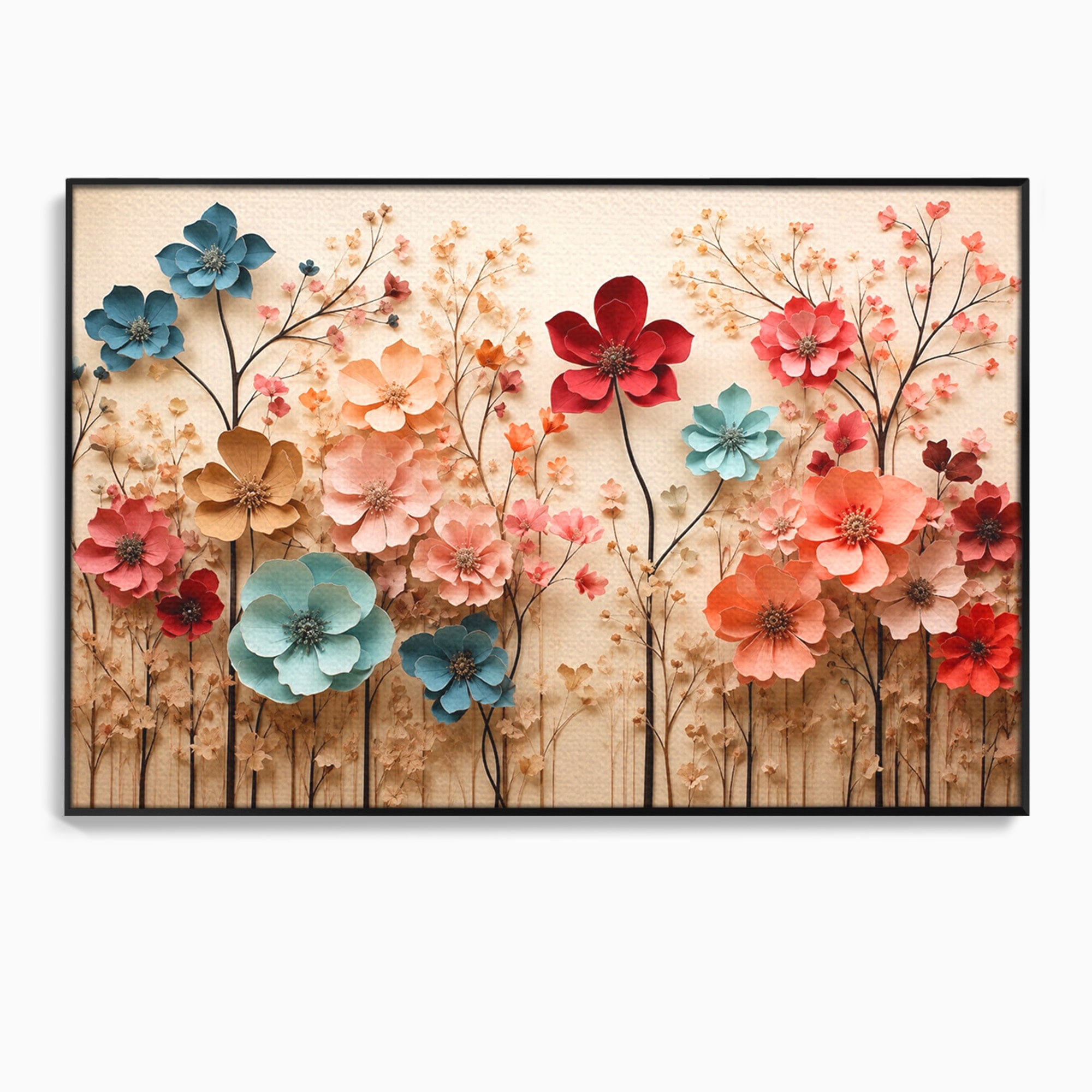 Tablou Canvas Premium LuxCanva® A1869, Gradina Cu Flori De Hartie, Flori, Natura, Decor, Living, Dormitor, Culori Vibrante