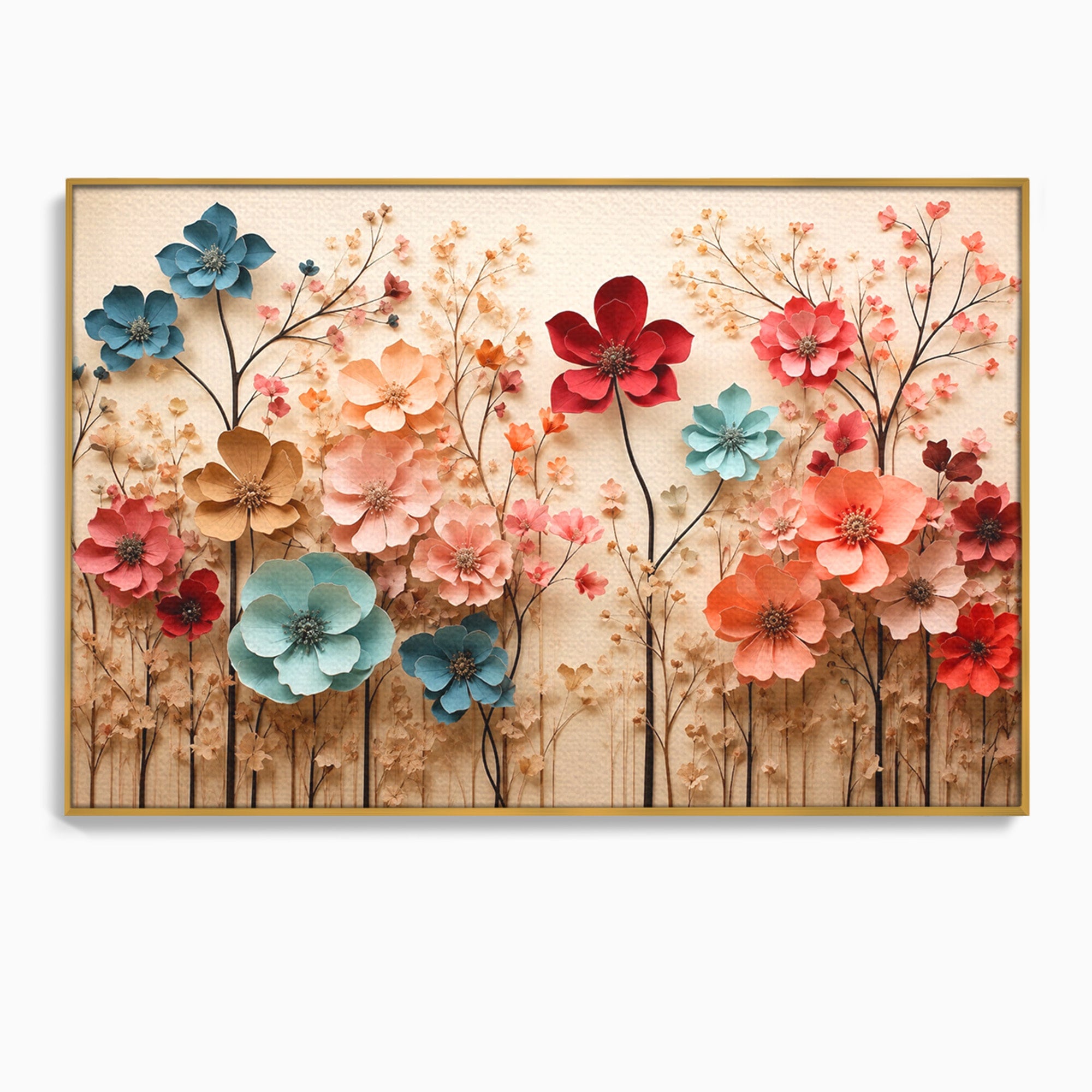 Tablou Canvas Premium LuxCanva® A1869, Gradina Cu Flori De Hartie, Flori, Natura, Decor, Living, Dormitor, Culori Vibrante