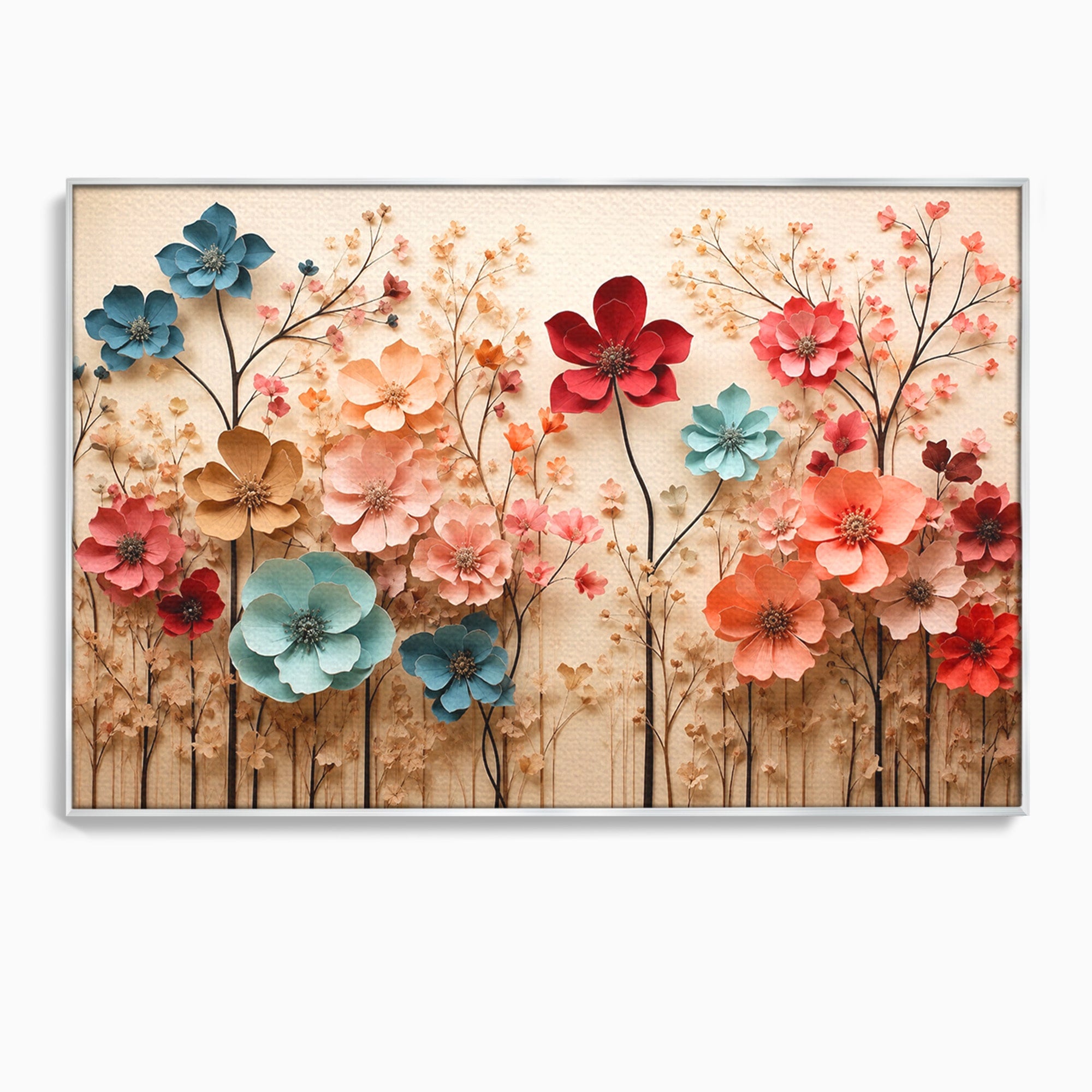 Tablou Canvas Premium LuxCanva® A1869, Gradina Cu Flori De Hartie, Flori, Natura, Decor, Living, Dormitor, Culori Vibrante