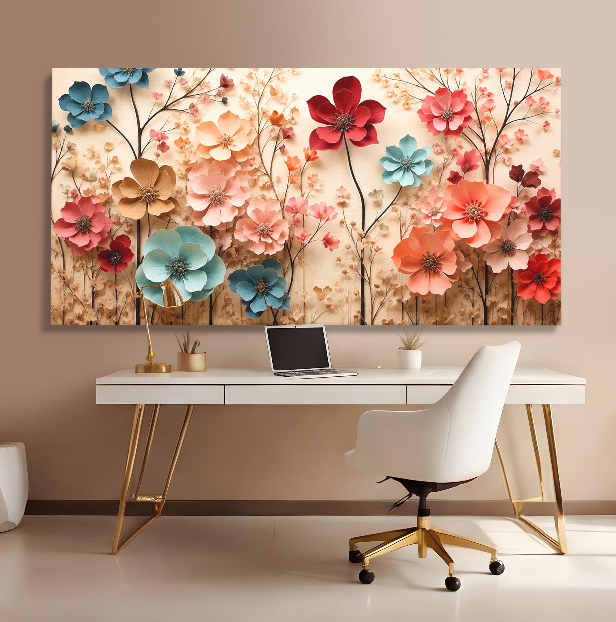 Tablou Canvas Premium LuxCanva® A1869, Gradina Cu Flori De Hartie, Flori, Natura, Decor, Living, Dormitor, Culori Vibrante