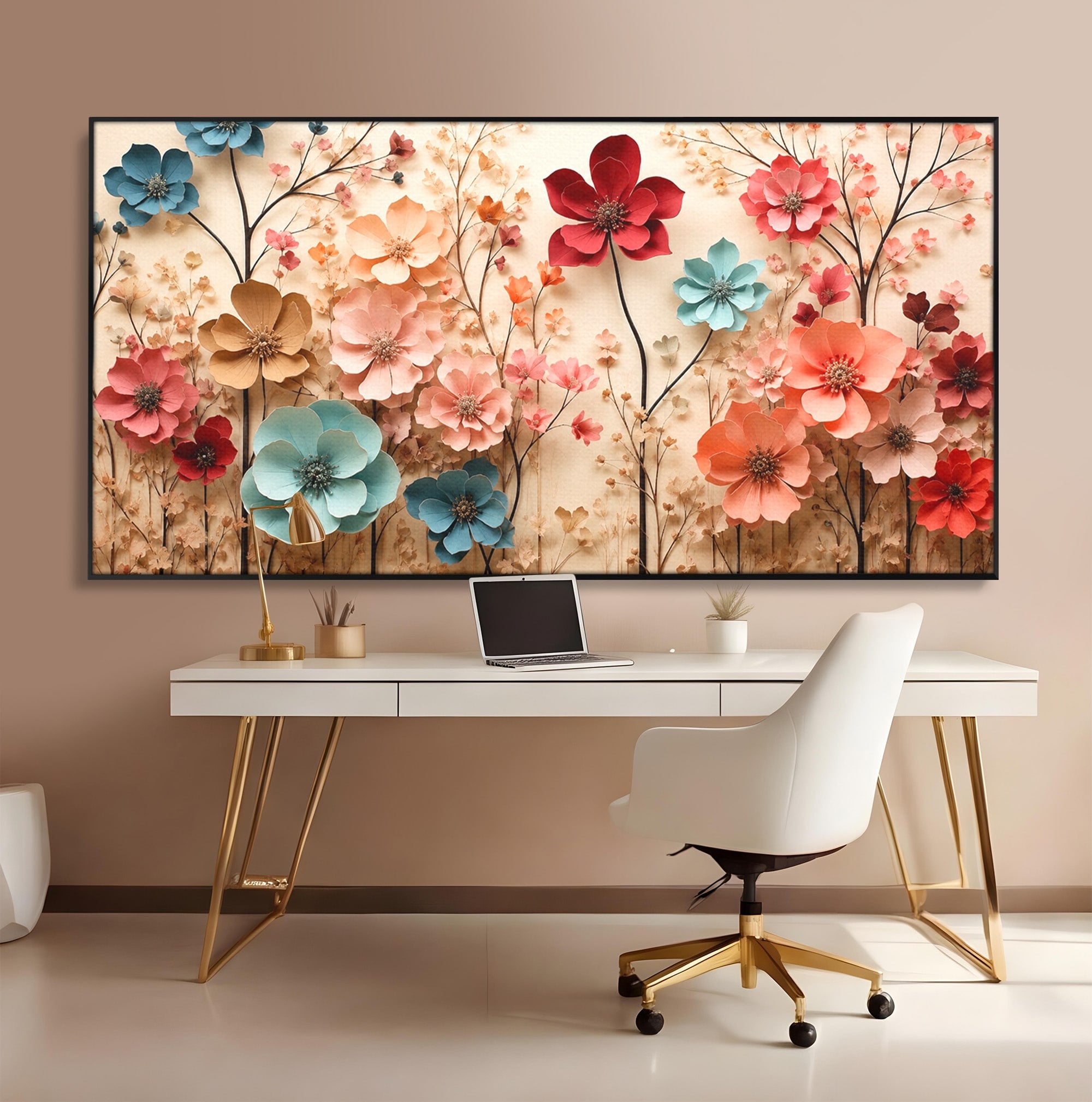 Tablou Canvas Premium LuxCanva® A1869, Gradina Cu Flori De Hartie, Flori, Natura, Decor, Living, Dormitor, Culori Vibrante