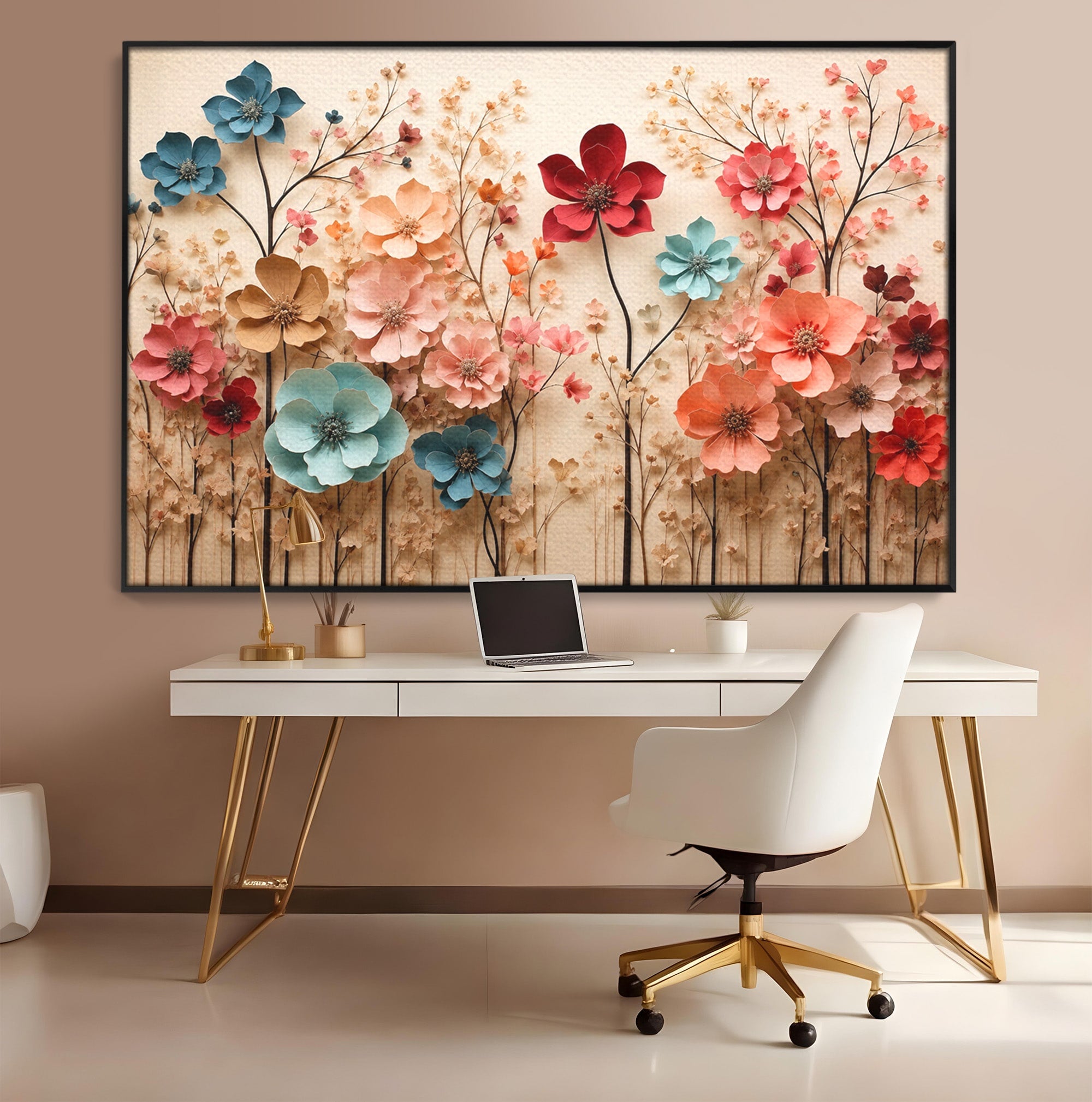Tablou Canvas Premium LuxCanva® A1869, Gradina Cu Flori De Hartie, Flori, Natura, Decor, Living, Dormitor, Culori Vibrante