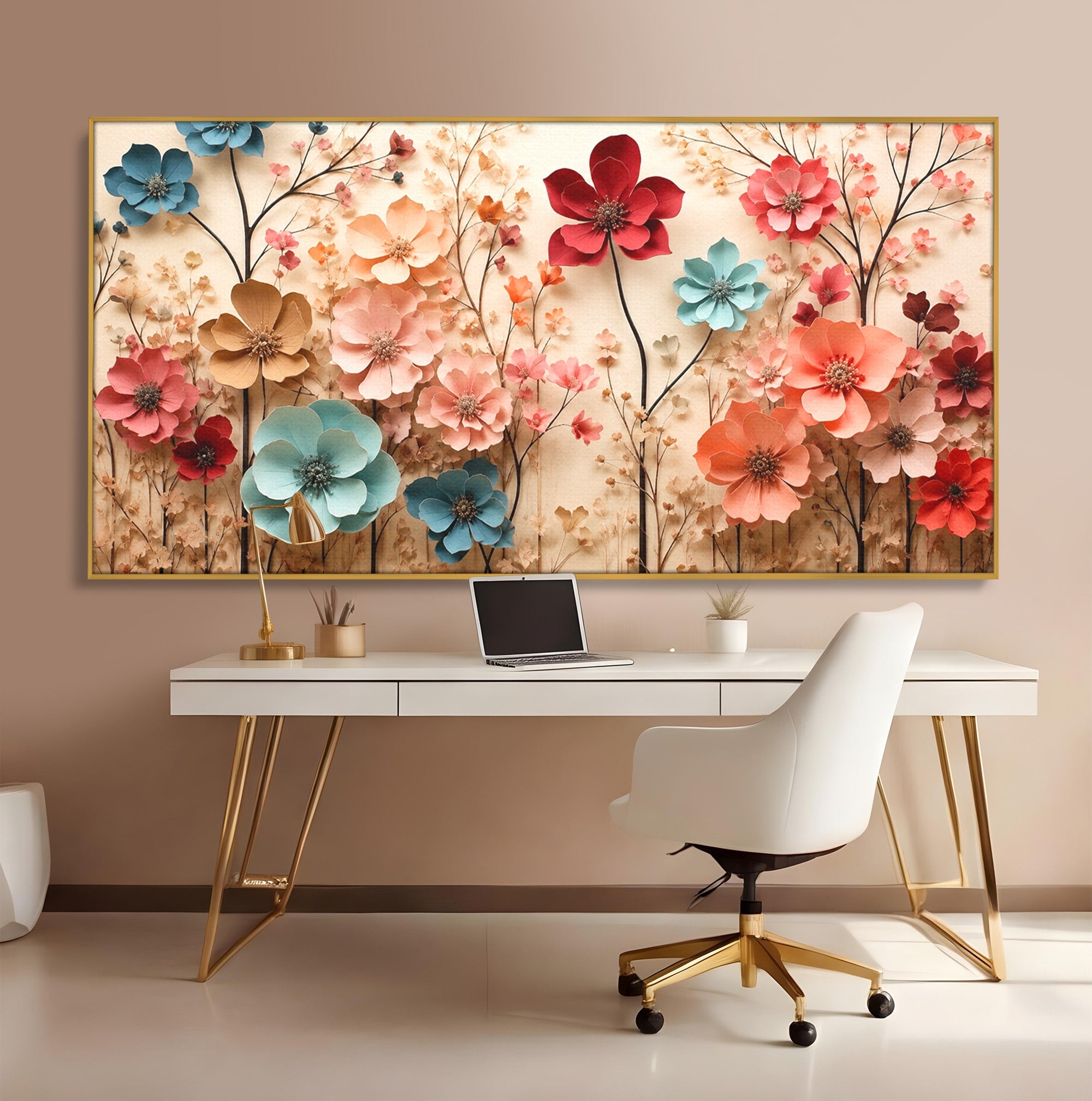 Tablou Canvas Premium LuxCanva® A1869, Gradina Cu Flori De Hartie, Flori, Natura, Decor, Living, Dormitor, Culori Vibrante