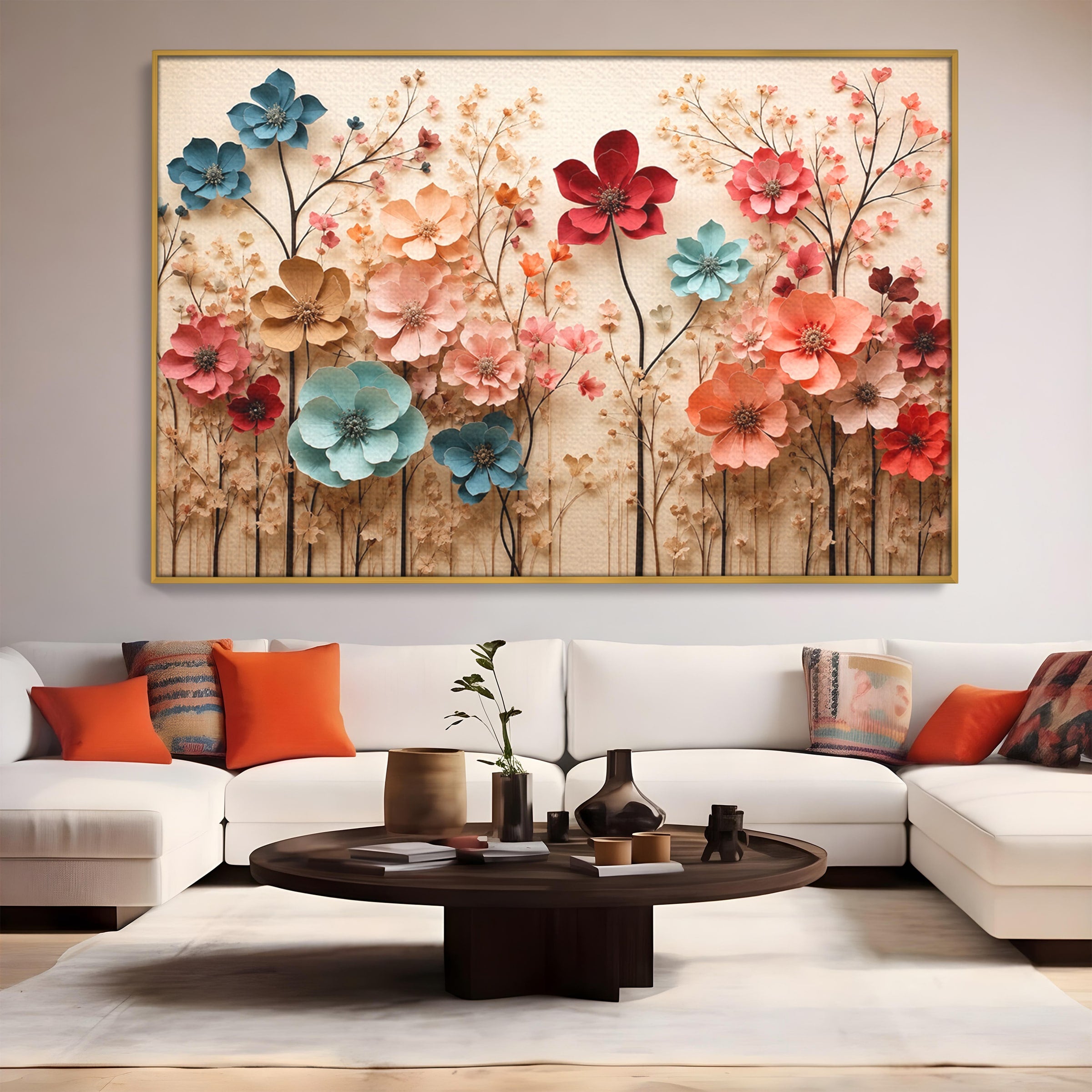 Tablou Canvas Premium LuxCanva® A1869, Gradina Cu Flori De Hartie, Flori, Natura, Decor, Living, Dormitor, Culori Vibrante
