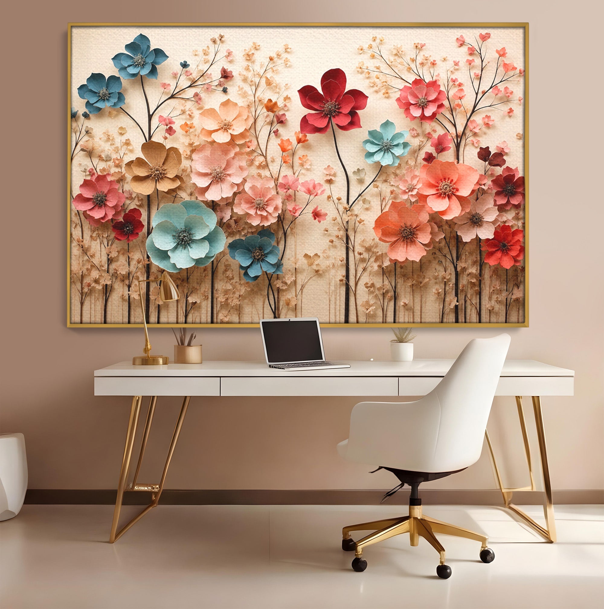 Tablou Canvas Premium LuxCanva® A1869, Gradina Cu Flori De Hartie, Flori, Natura, Decor, Living, Dormitor, Culori Vibrante