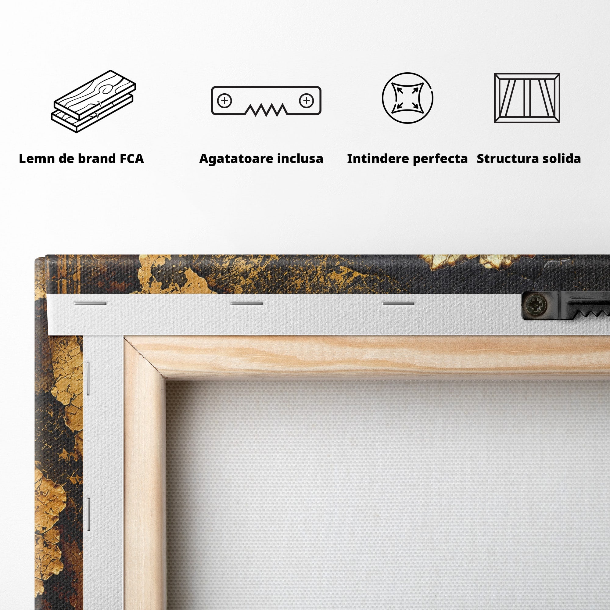 Tablou Canvas Premium LuxCanva® A1871, Trandafir Auriu, Trandafir, Floare, Auriu, Arta, Living, Dormitor, Culori Vibrante