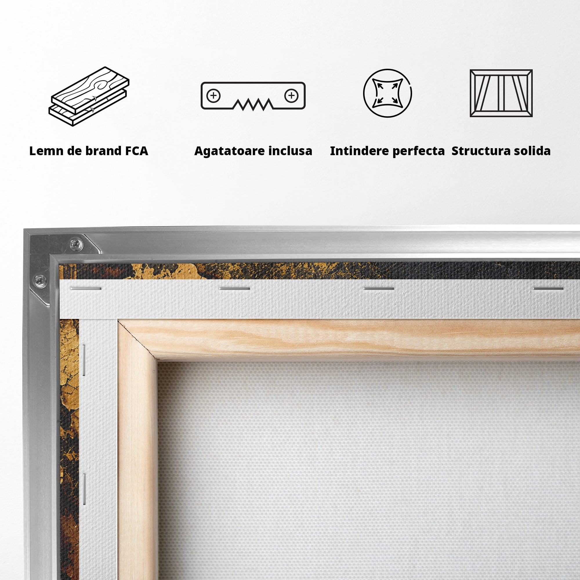 Tablou Canvas Premium LuxCanva® A1871, Trandafir Auriu, Trandafir, Floare, Auriu, Arta, Living, Dormitor, Culori Vibrante