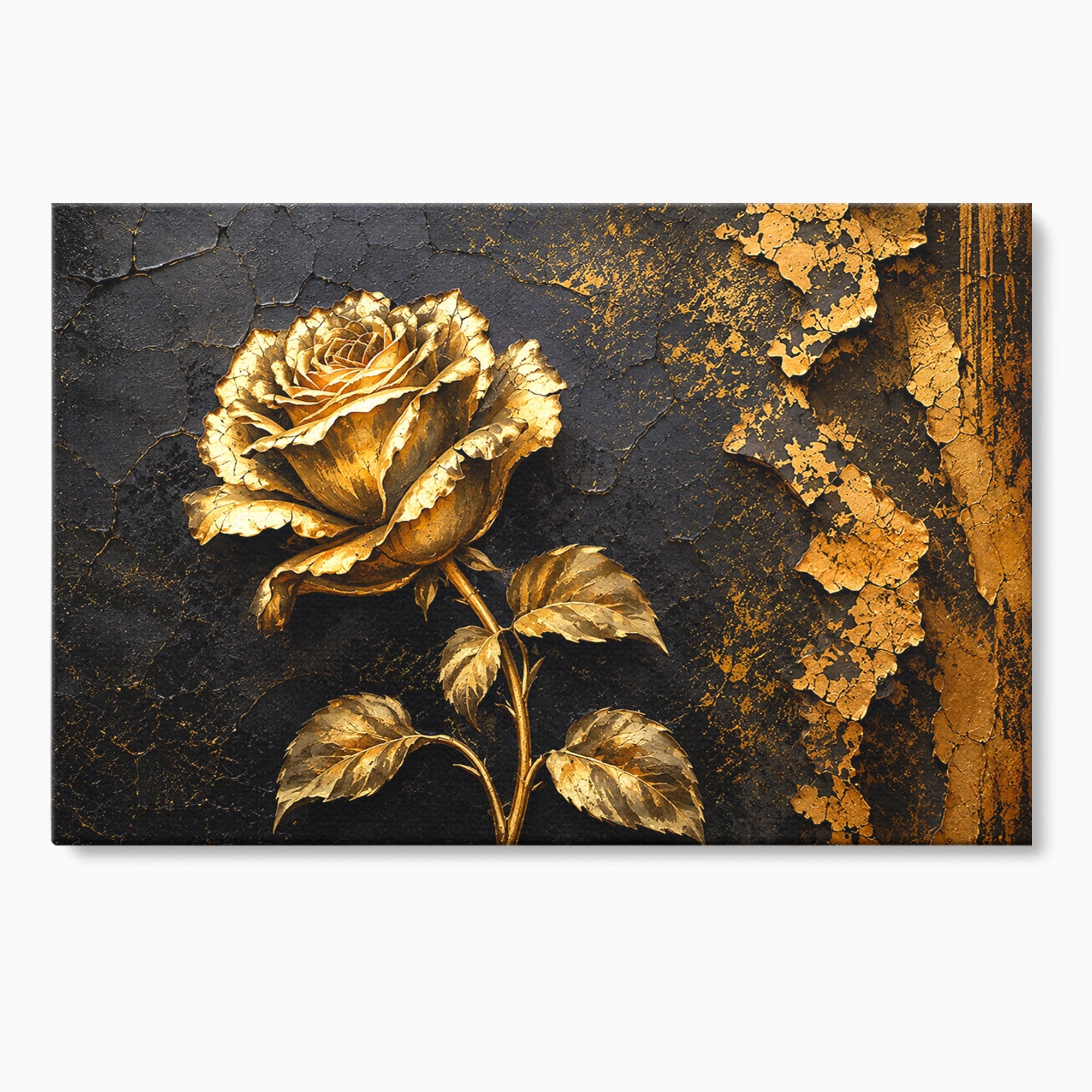Tablou Canvas Premium LuxCanva® A1871, Trandafir Auriu, Trandafir, Floare, Auriu, Arta, Living, Dormitor, Culori Vibrante