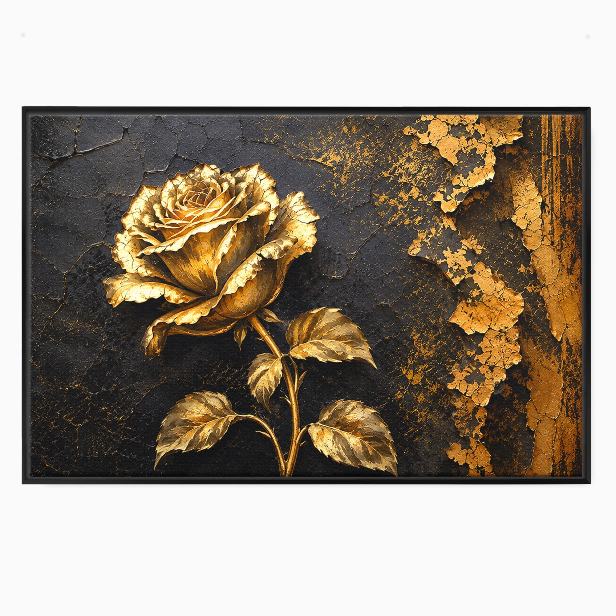 Tablou Canvas Premium LuxCanva® A1871, Trandafir Auriu, Trandafir, Floare, Auriu, Arta, Living, Dormitor, Culori Vibrante
