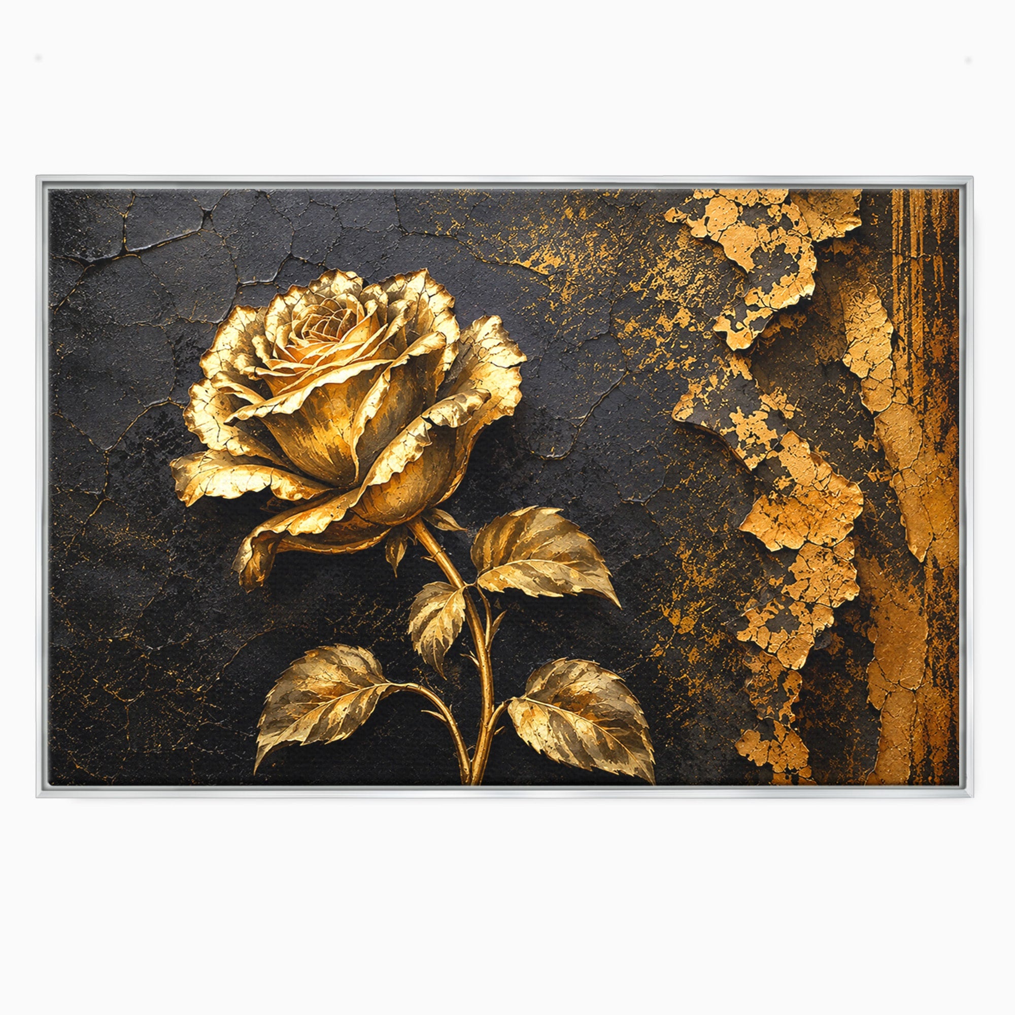 Tablou Canvas Premium LuxCanva® A1871, Trandafir Auriu, Trandafir, Floare, Auriu, Arta, Living, Dormitor, Culori Vibrante
