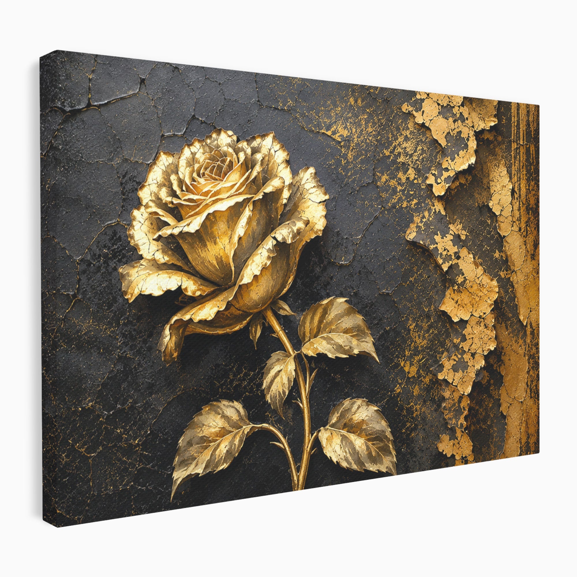 Tablou Canvas Premium LuxCanva® A1871, Trandafir Auriu, Trandafir, Floare, Auriu, Arta, Living, Dormitor, Culori Vibrante