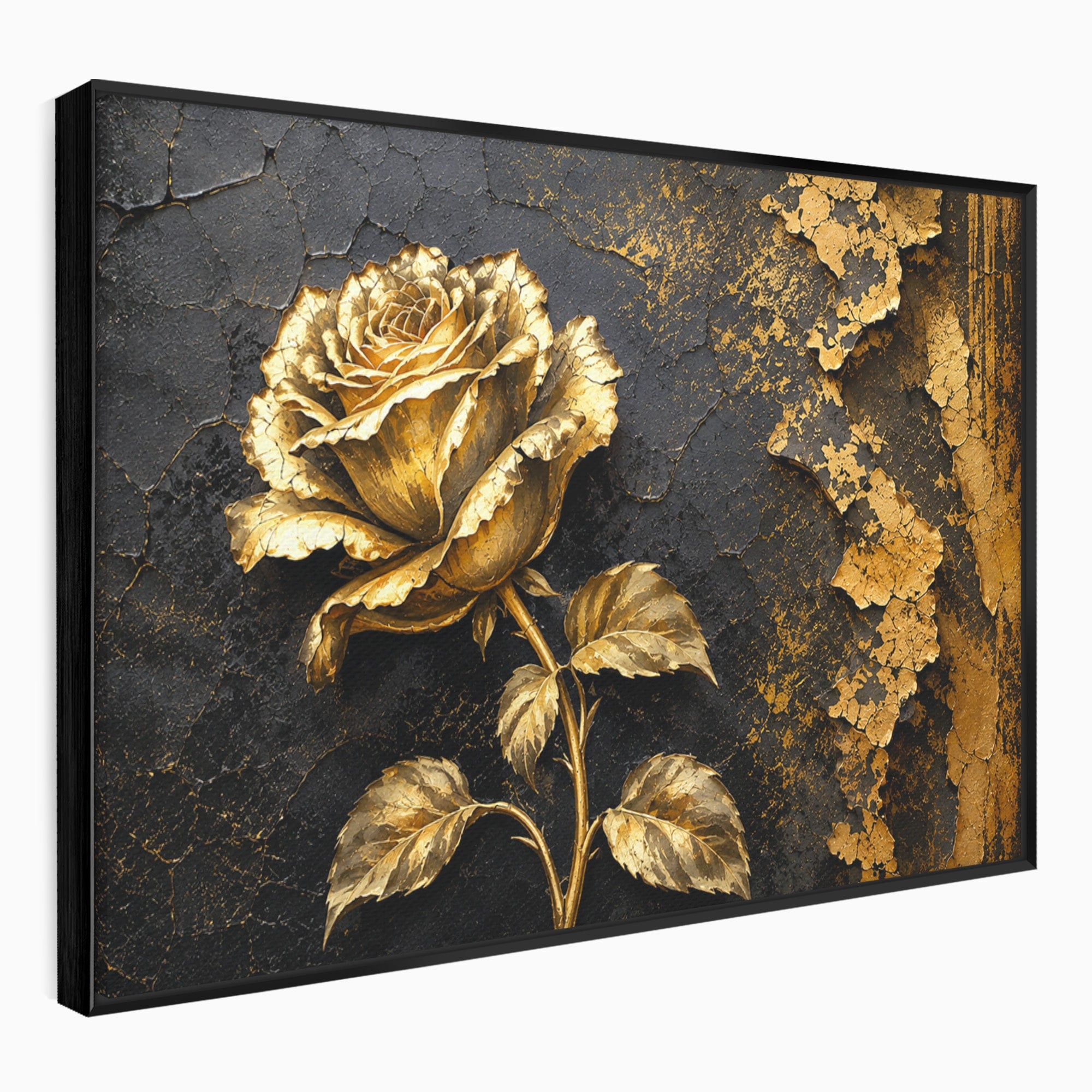Tablou Canvas Premium LuxCanva® A1871, Trandafir Auriu, Trandafir, Floare, Auriu, Arta, Living, Dormitor, Culori Vibrante