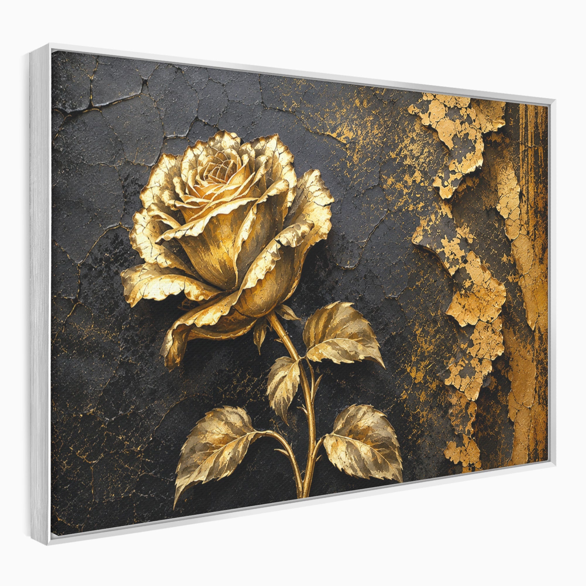 Tablou Canvas Premium LuxCanva® A1871, Trandafir Auriu, Trandafir, Floare, Auriu, Arta, Living, Dormitor, Culori Vibrante