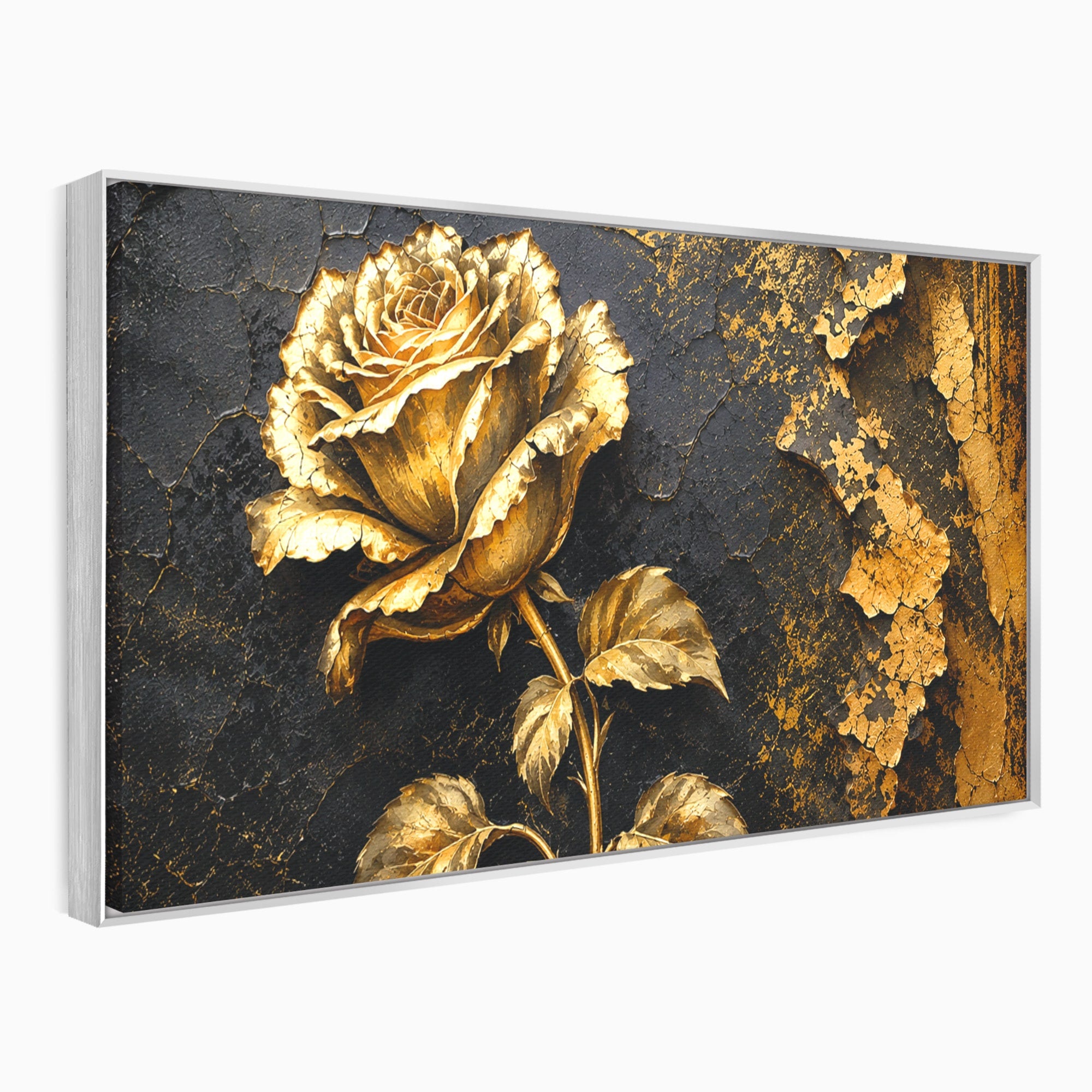 Tablou Canvas Premium LuxCanva® A1871, Trandafir Auriu, Trandafir, Floare, Auriu, Arta, Living, Dormitor, Culori Vibrante