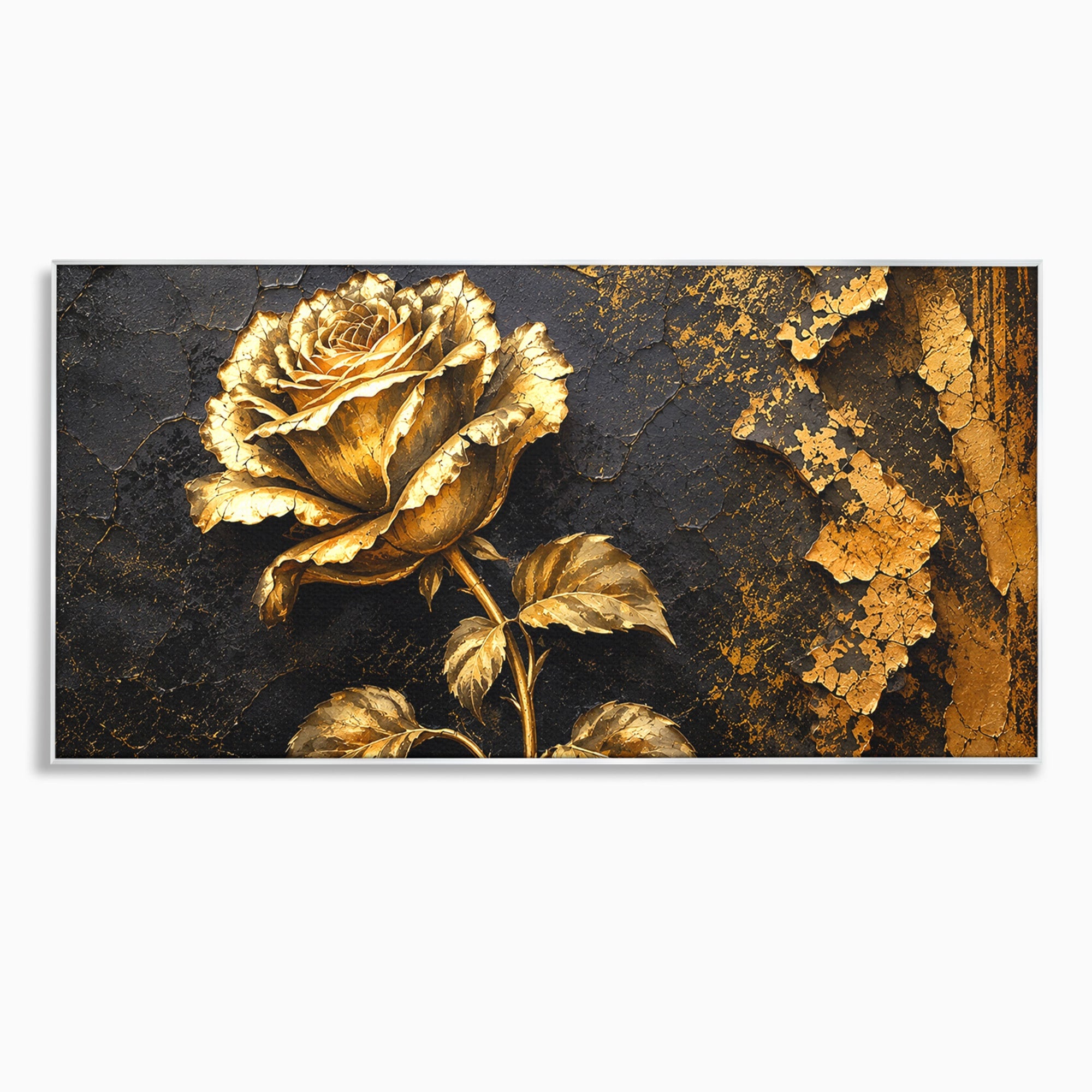 Tablou Canvas Premium LuxCanva® A1871, Trandafir Auriu, Trandafir, Floare, Auriu, Arta, Living, Dormitor, Culori Vibrante
