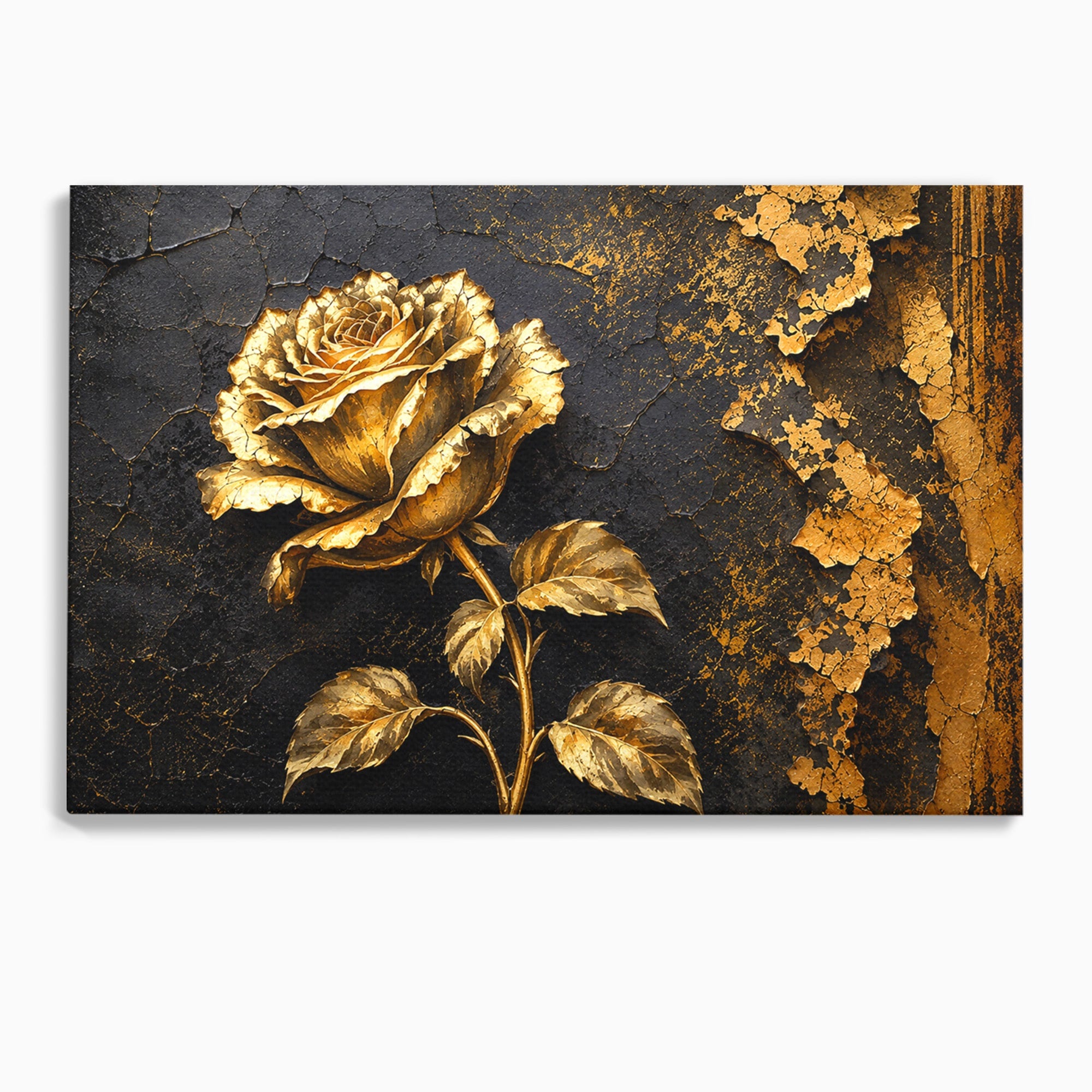 Tablou Canvas Premium LuxCanva® A1871, Trandafir Auriu, Trandafir, Floare, Auriu, Arta, Living, Dormitor, Culori Vibrante