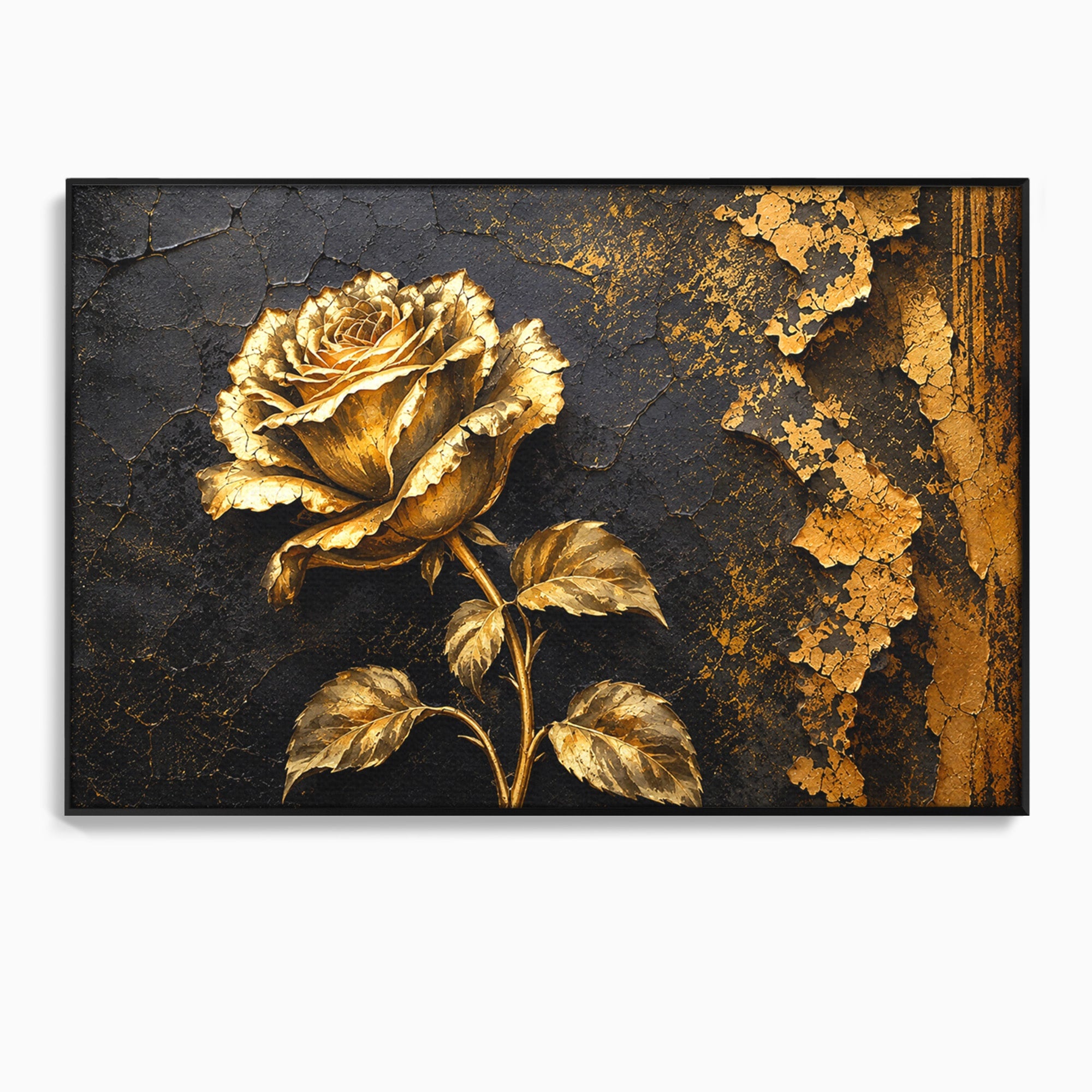 Tablou Canvas Premium LuxCanva® A1871, Trandafir Auriu, Trandafir, Floare, Auriu, Arta, Living, Dormitor, Culori Vibrante