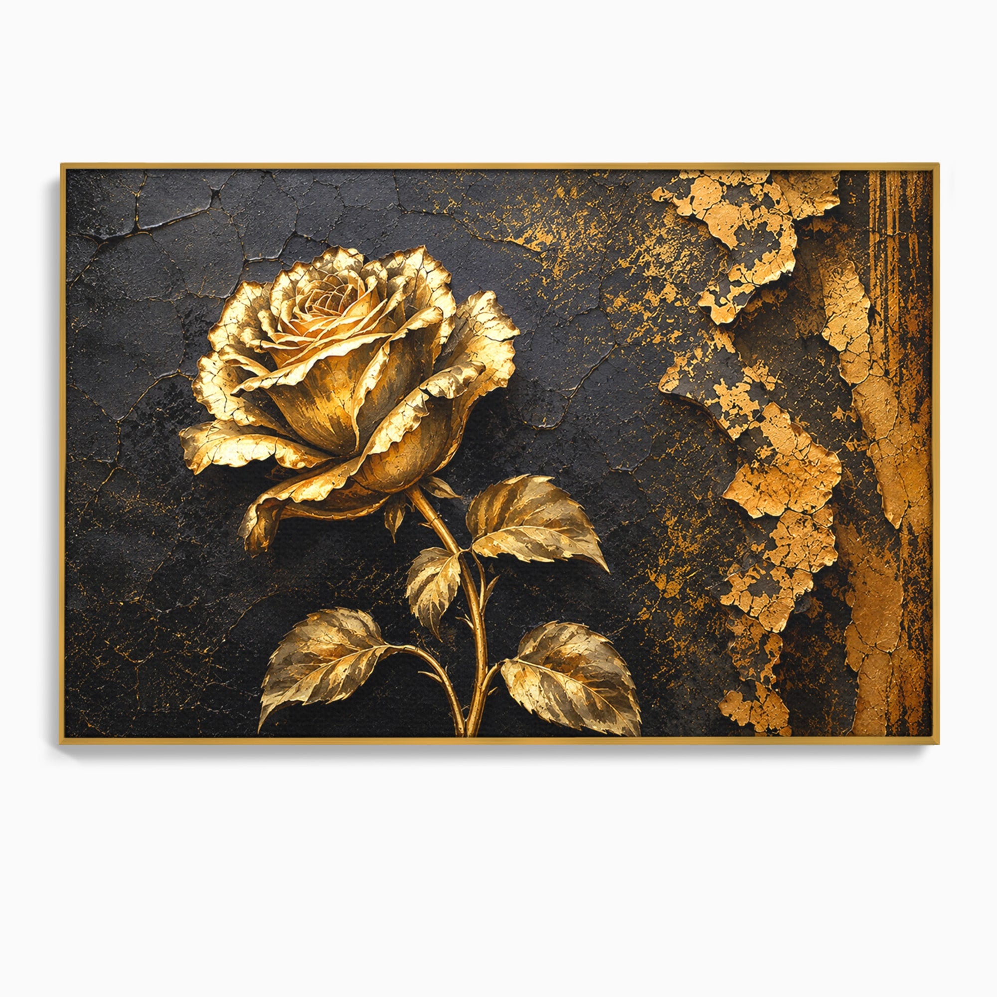 Tablou Canvas Premium LuxCanva® A1871, Trandafir Auriu, Trandafir, Floare, Auriu, Arta, Living, Dormitor, Culori Vibrante