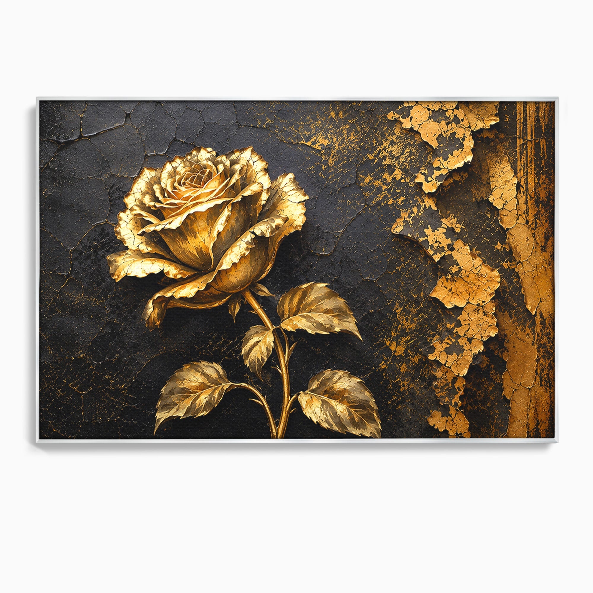 Tablou Canvas Premium LuxCanva® A1871, Trandafir Auriu, Trandafir, Floare, Auriu, Arta, Living, Dormitor, Culori Vibrante