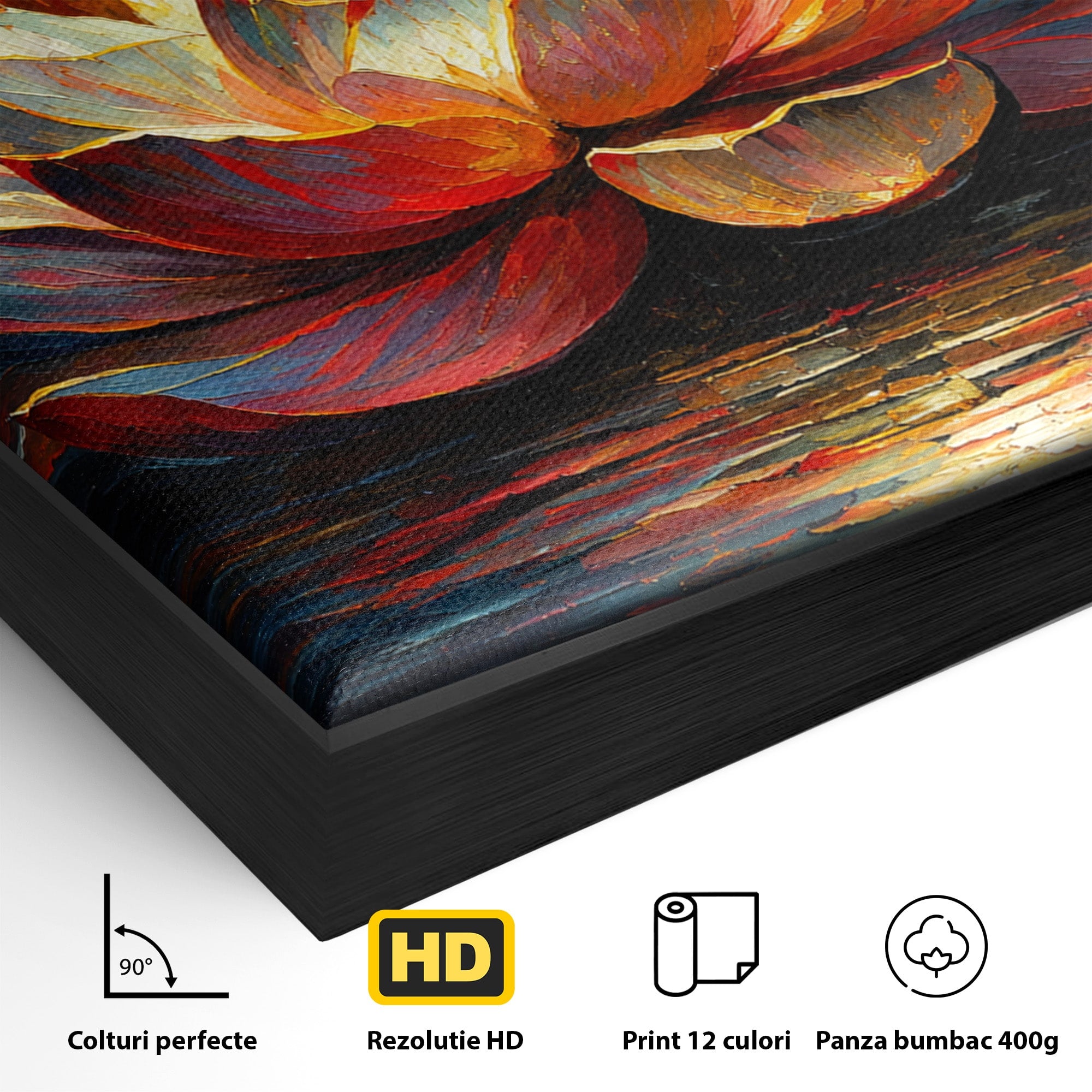 Tablou Canvas Premium LuxCanva® A1872, Floare De Lotus Mistica, Floare, Lotus, Mistic, Apus, Living, Dormitor, Culori Vibrante