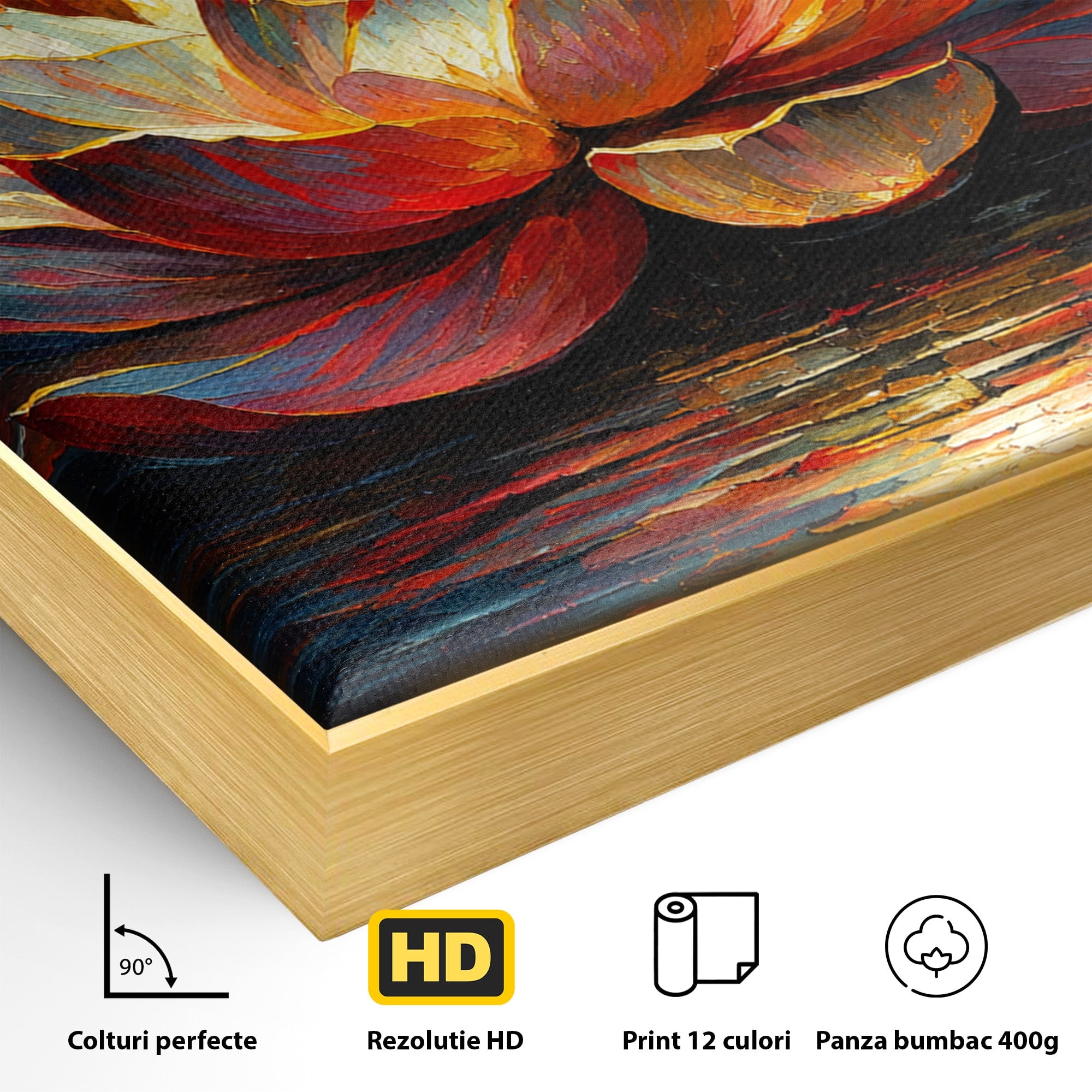 Tablou Canvas Premium LuxCanva® A1872, Floare De Lotus Mistica, Floare, Lotus, Mistic, Apus, Living, Dormitor, Culori Vibrante