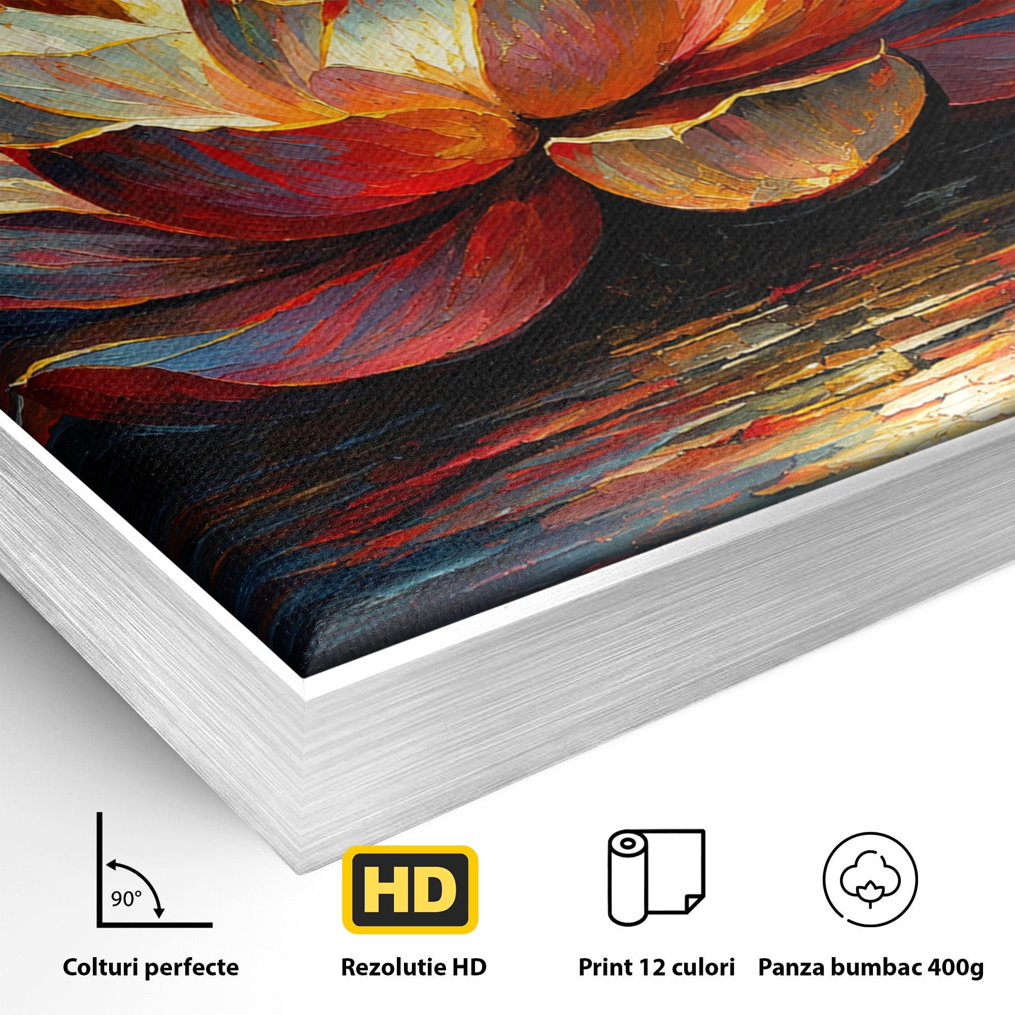 Tablou Canvas Premium LuxCanva® A1872, Floare De Lotus Mistica, Floare, Lotus, Mistic, Apus, Living, Dormitor, Culori Vibrante
