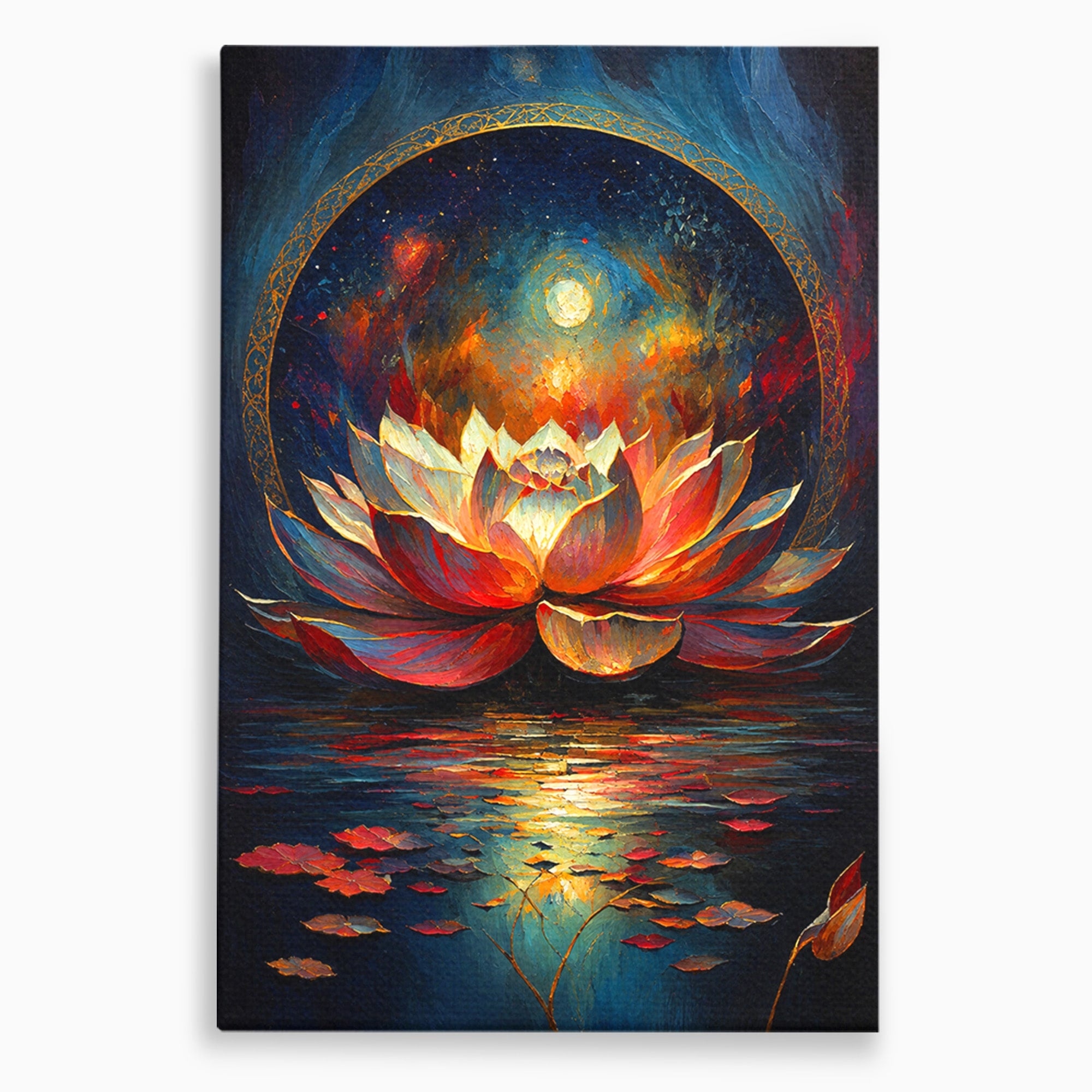 Tablou Canvas Premium LuxCanva® A1872, Floare De Lotus Mistica, Floare, Lotus, Mistic, Apus, Living, Dormitor, Culori Vibrante