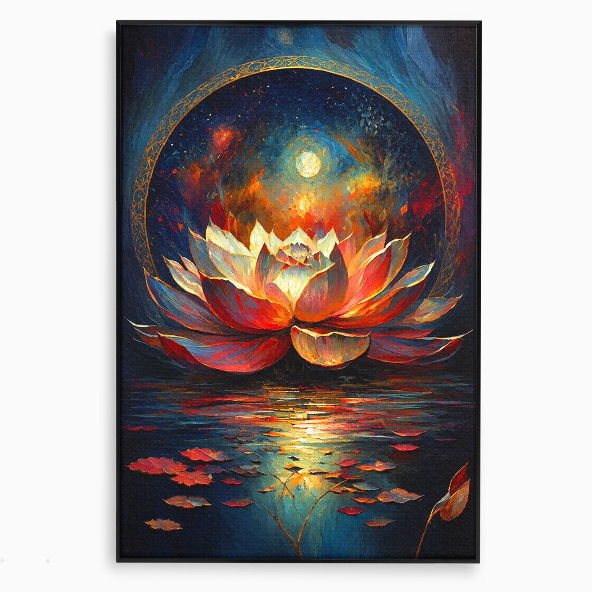 Tablou Canvas Premium LuxCanva® A1872, Floare De Lotus Mistica, Floare, Lotus, Mistic, Apus, Living, Dormitor, Culori Vibrante