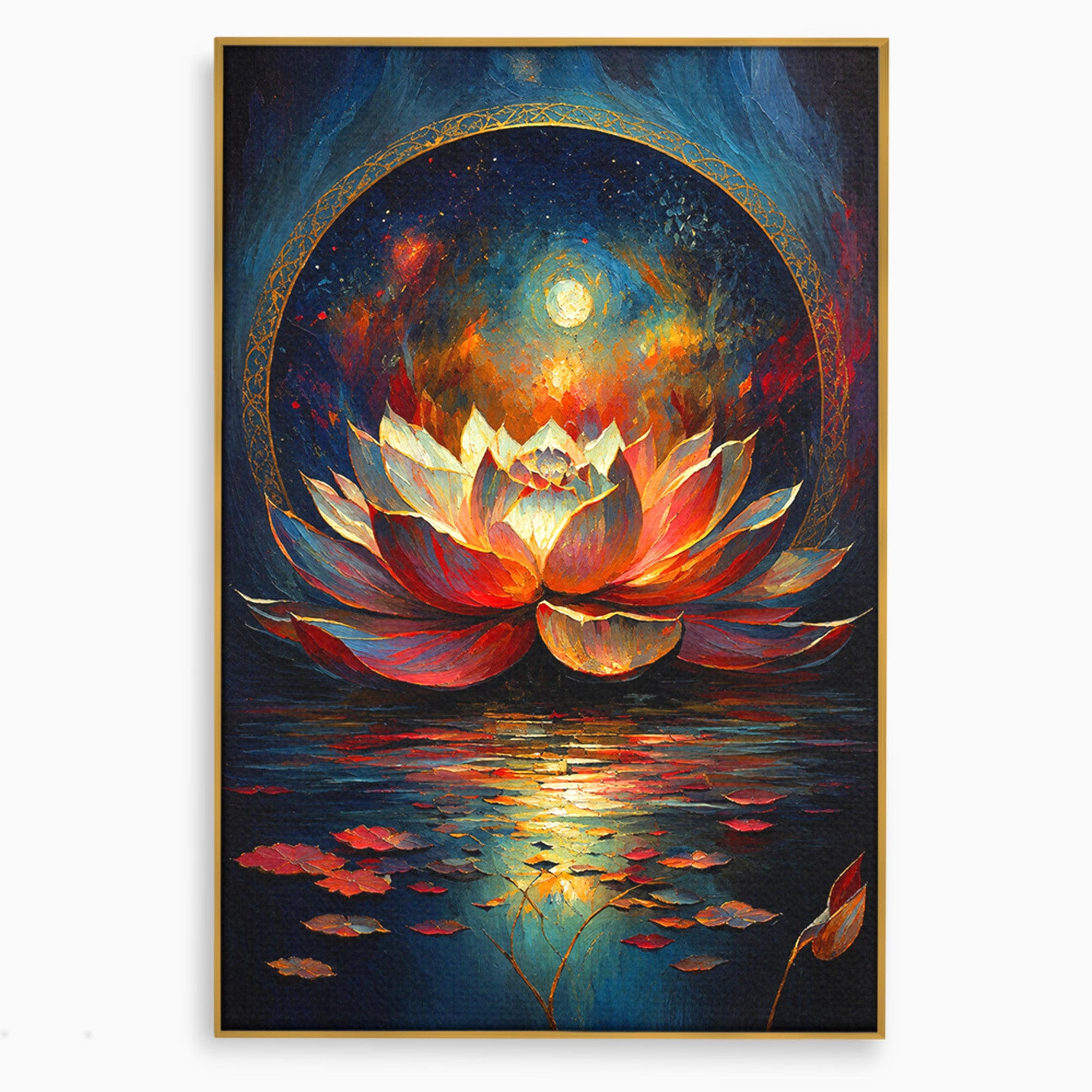 Tablou Canvas Premium LuxCanva® A1872, Floare De Lotus Mistica, Floare, Lotus, Mistic, Apus, Living, Dormitor, Culori Vibrante