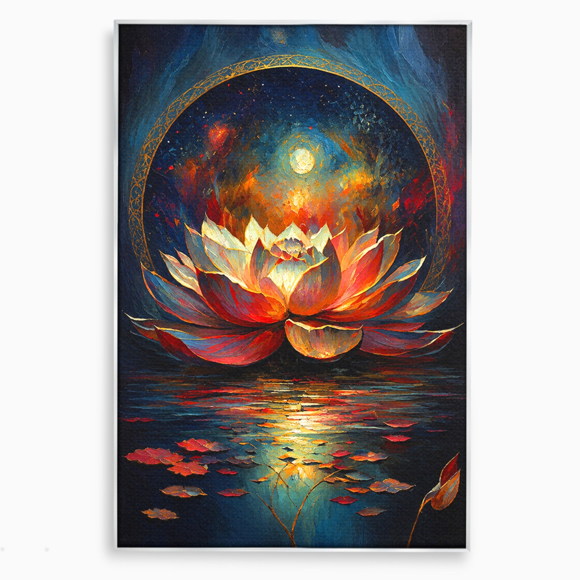 Tablou Canvas Premium LuxCanva® A1872, Floare De Lotus Mistica, Floare, Lotus, Mistic, Apus, Living, Dormitor, Culori Vibrante